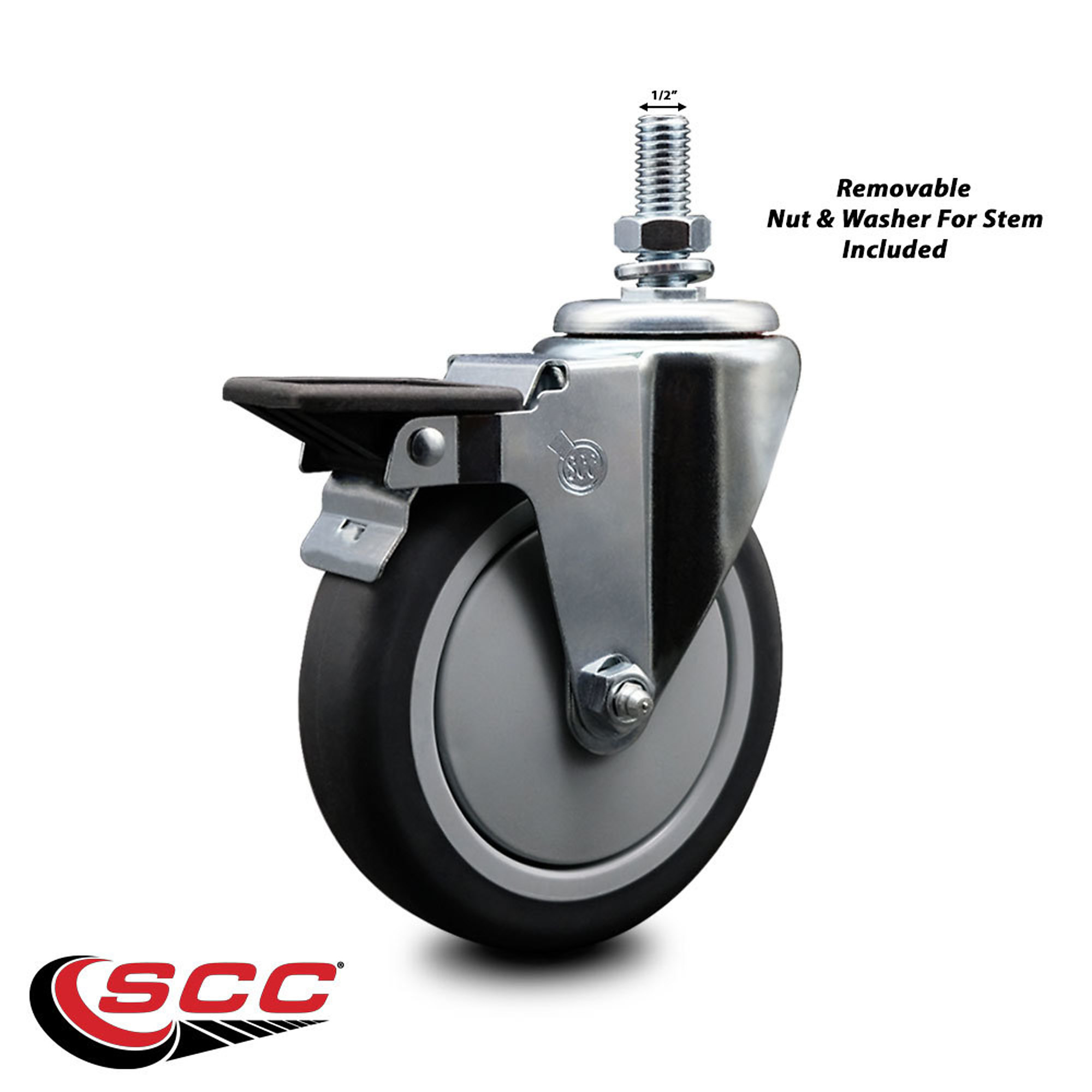 Service Caster, 6in. x 1 1/4in. Stem Caster, Wheel Diameter 6 in