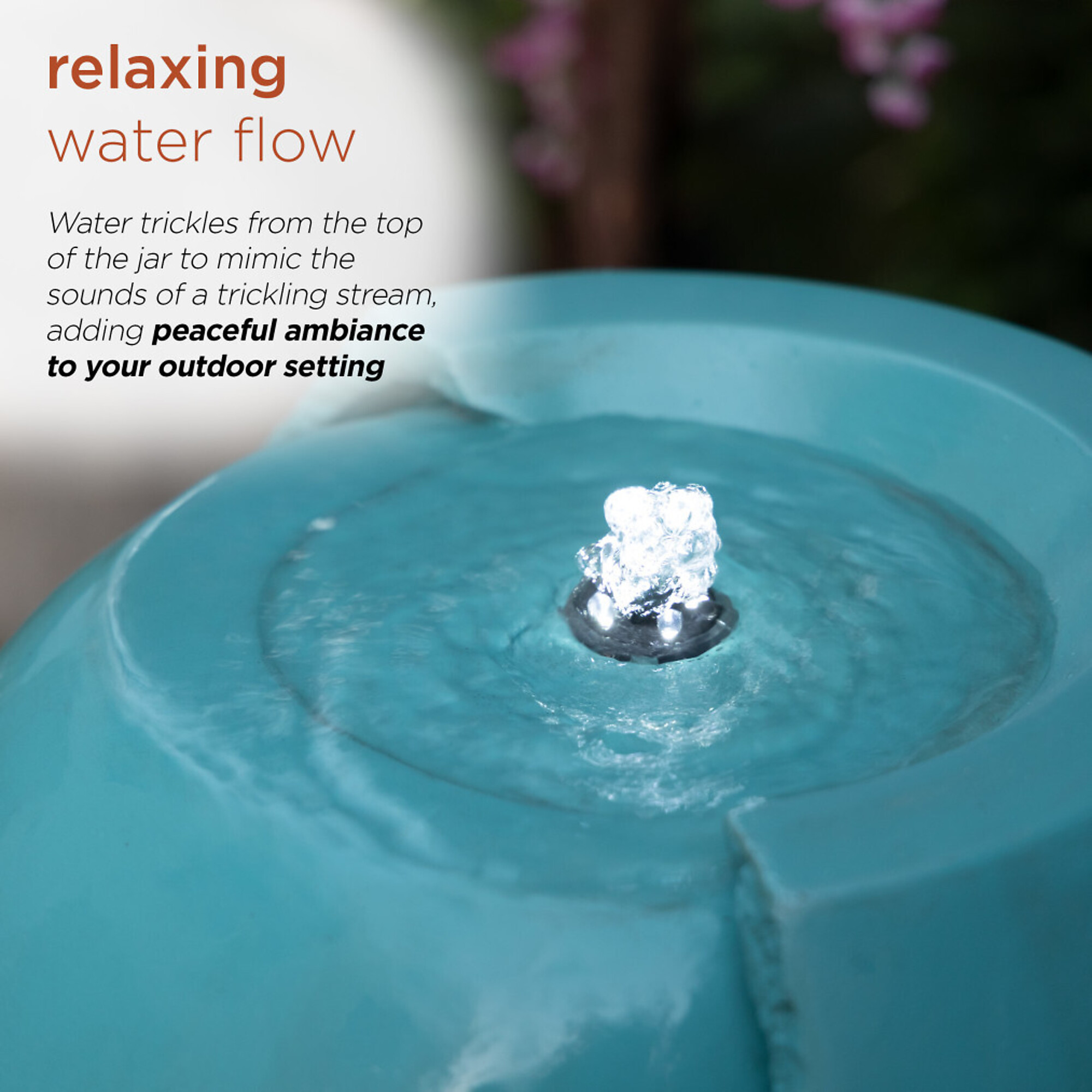 Alpine Corporation, Jar Fountain with LED Lights Teal, Volts 120