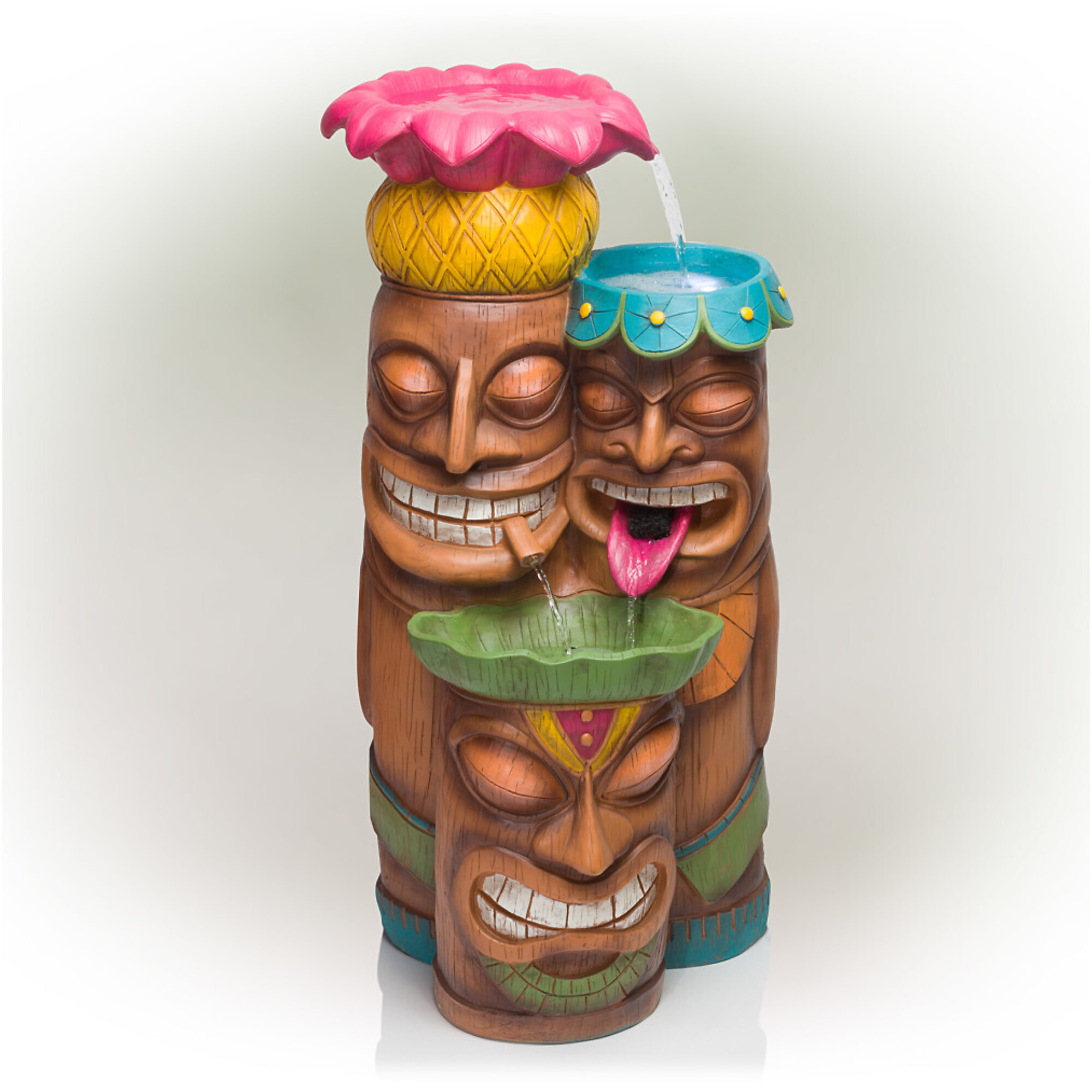 Alpine Corporation, 3 Tier Tiki Fountain with LED Lights, Volts 120 Power Cord Length 6 ft, Model# LIZ142L