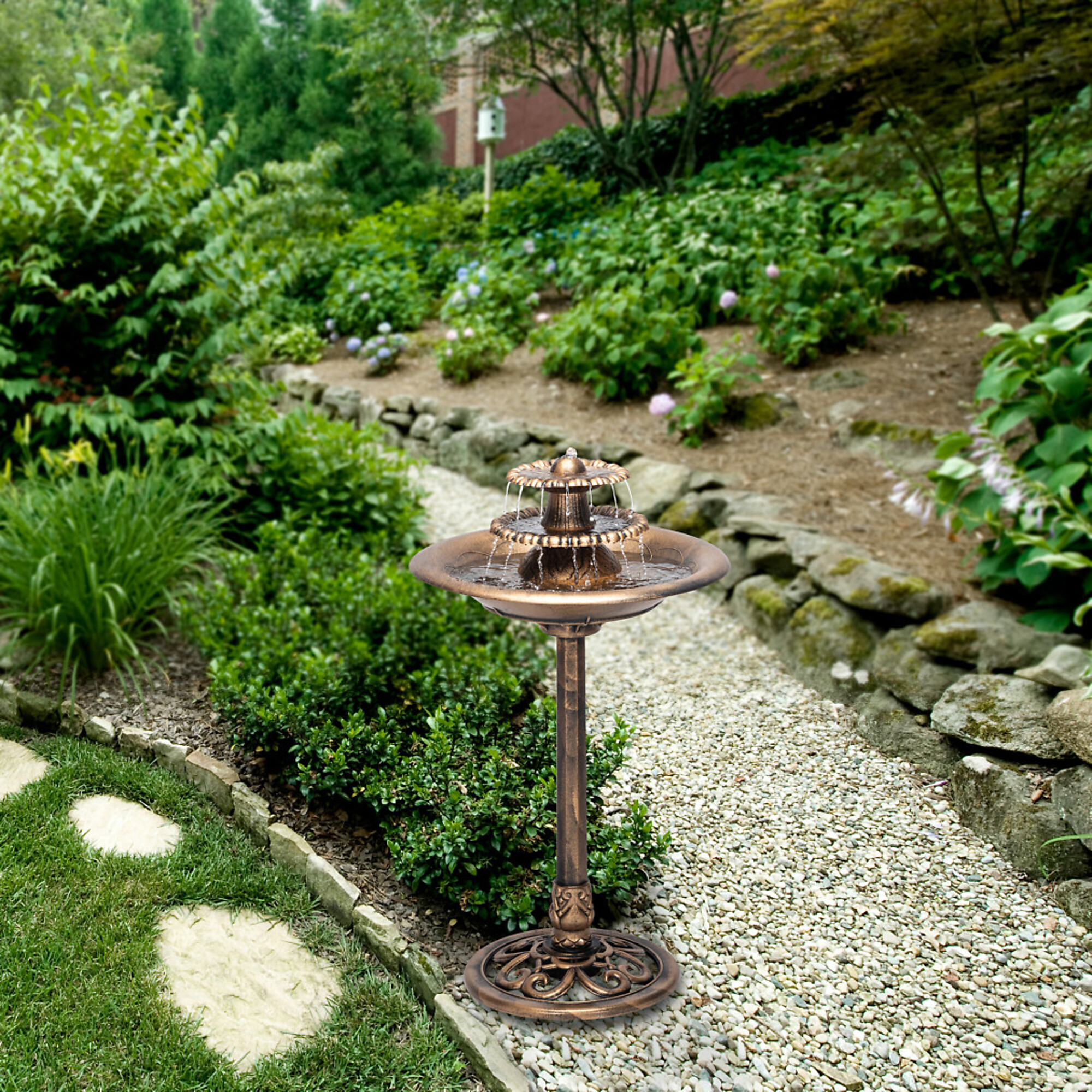 Alpine Corporation, 3-Tier Bronze Pedestal Fountain, Volts 120 Power Cord Length 6 ft, Model# TEC106-BZ