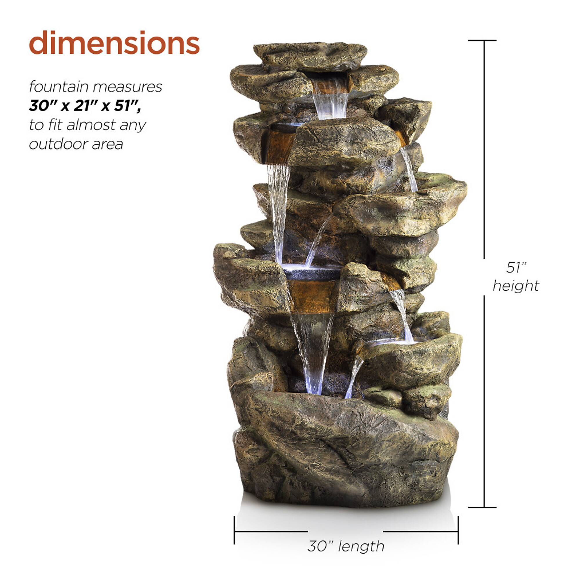 Alpine Corporation, 6 Tier Rainforest Fountain, Volts 120, Power Cord ...