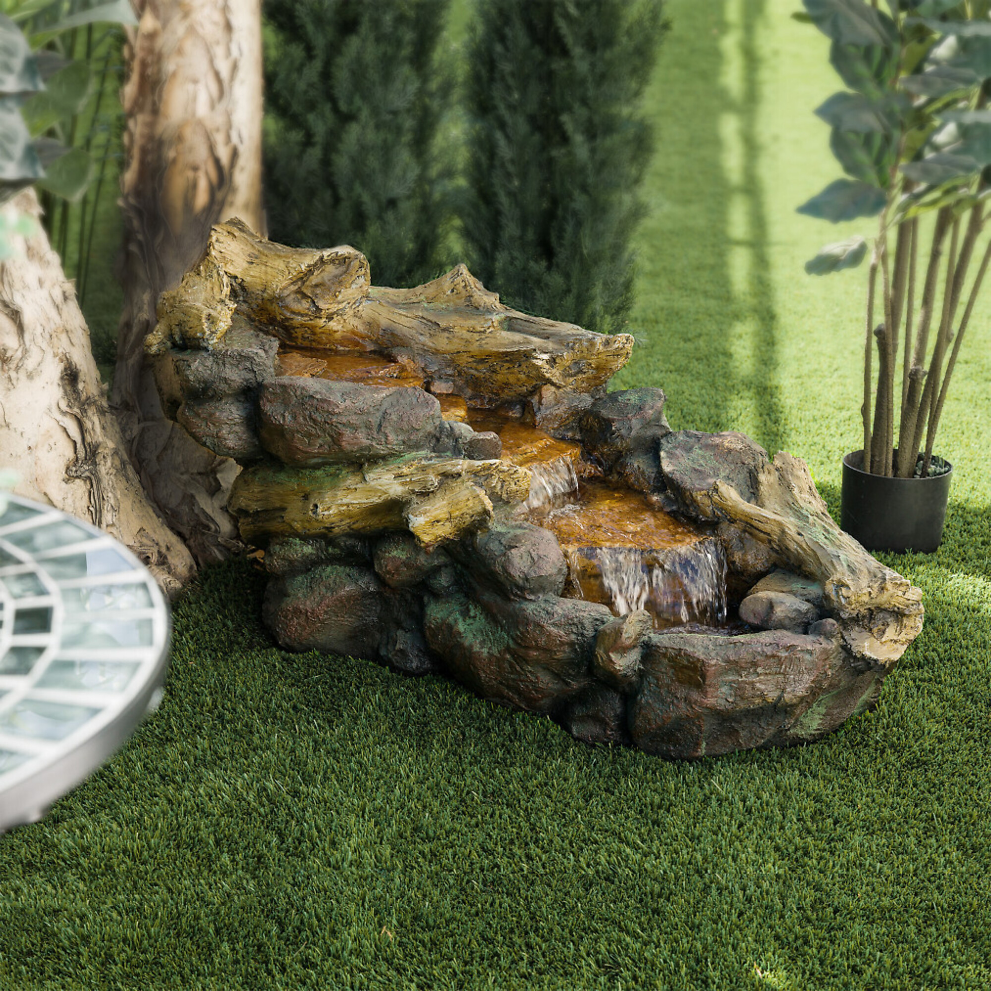 Alpine Corporation, River Rocks and Logs Fountain, Volts 120, Power Cord Length 6.5 ft, Model# TZL296