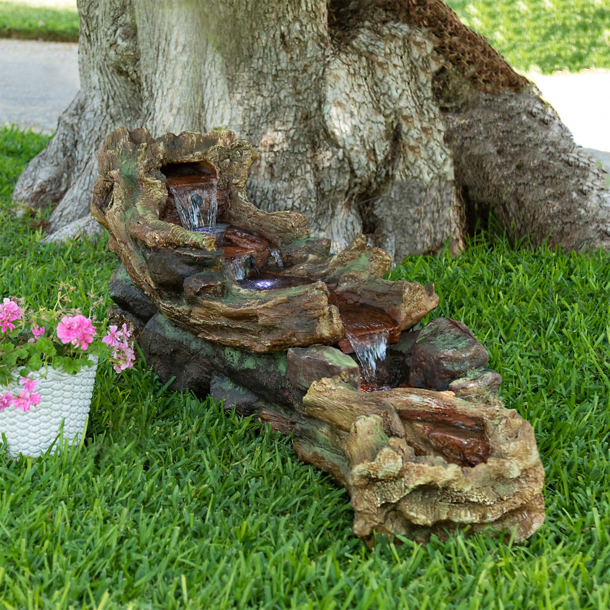 Alpine Corporation, Rainforest River Rapids Fountain with LED Lights, Volts 120, Power Cord Length 6.5 ft, Model# TZL306