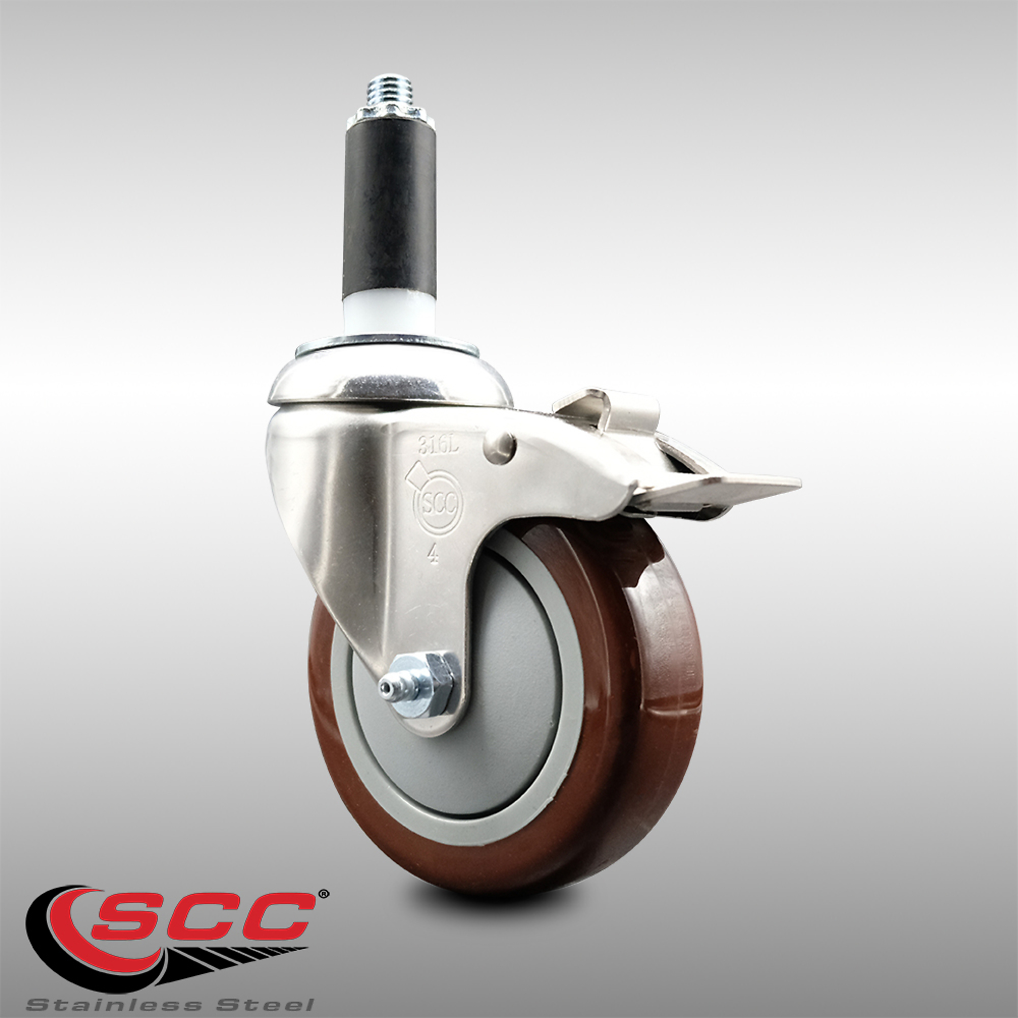 Service Caster, 4in. x 1 1/4in. Stem Caster, Wheel Diameter 4 in ...