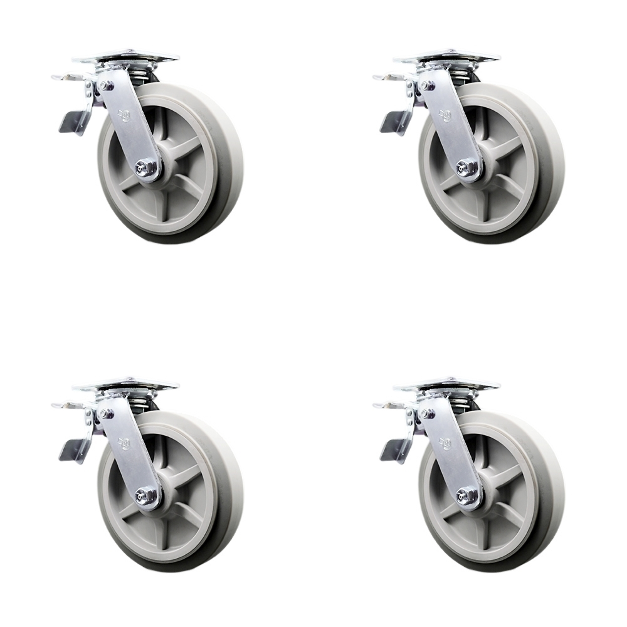 Service Caster, 8in. x 2in. Plate Casters, Wheel Diameter 8 in, Caster ...