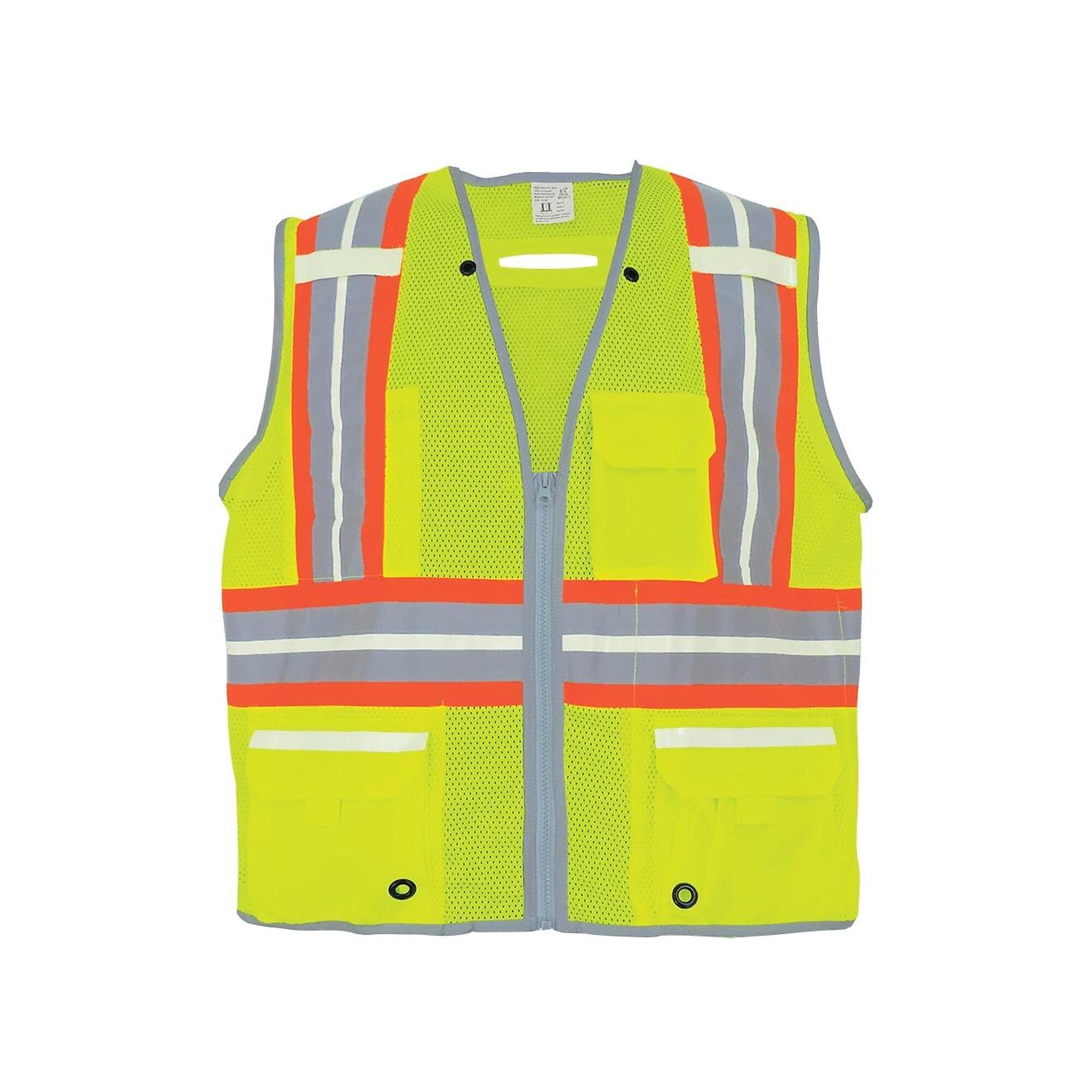 FrogWear HV Yellow/Green, Class 2, Photoluminescent, 6 Pocket, Vest