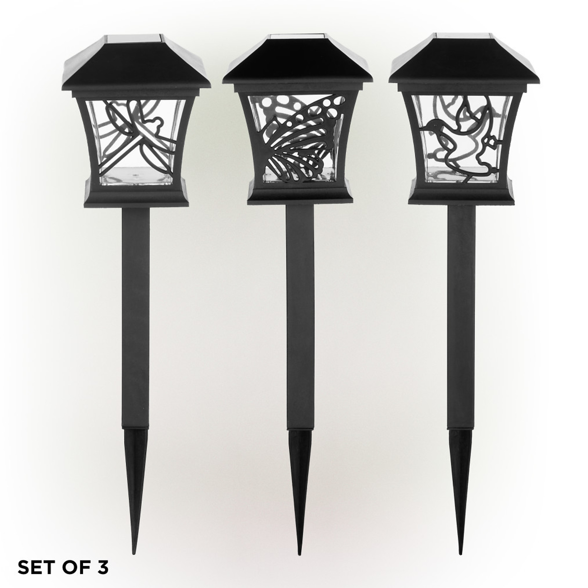 Alpine Corporation, Solar Black Lantern Pathway LED Light Set of 4, Color  White, Watts 0, Included (qty.) 3, Model# QWE154A-SLR-3 Northern Tool