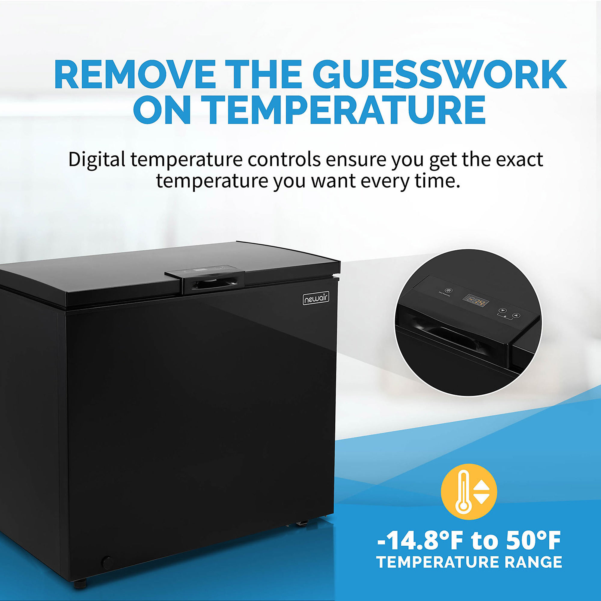 Newair, 6.7 cu.ft. Top Open Chest Freezer, Black, Freezer Capacity 6.7