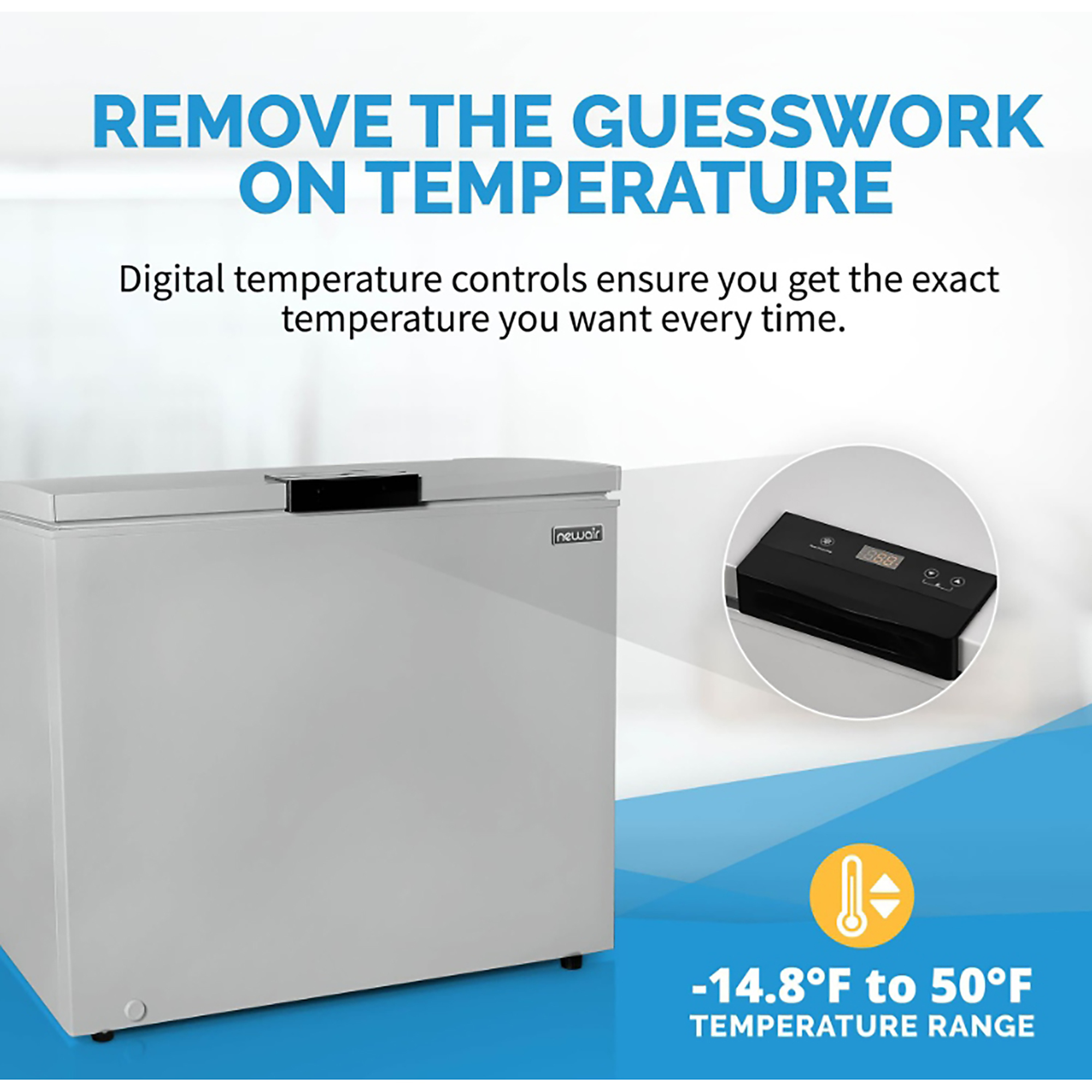 Newair, 6.7 cu.ft. Top Open Chest Freezer, Glossy Gray, Freezer