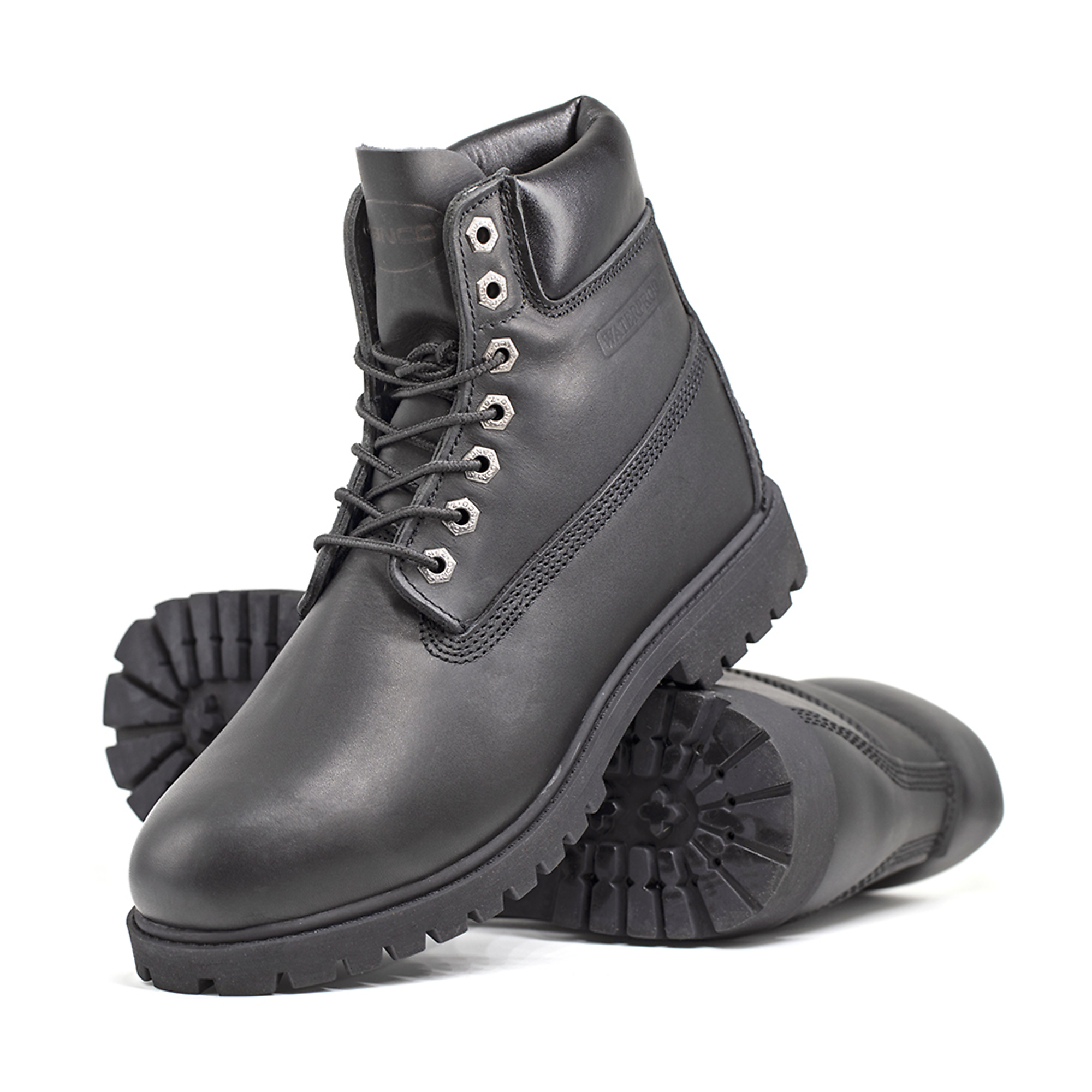 Black Leather Men\'s Boots size 9w. Knight Derby Matte Black Pullup Leather Boots TerraGrip For  main image 3