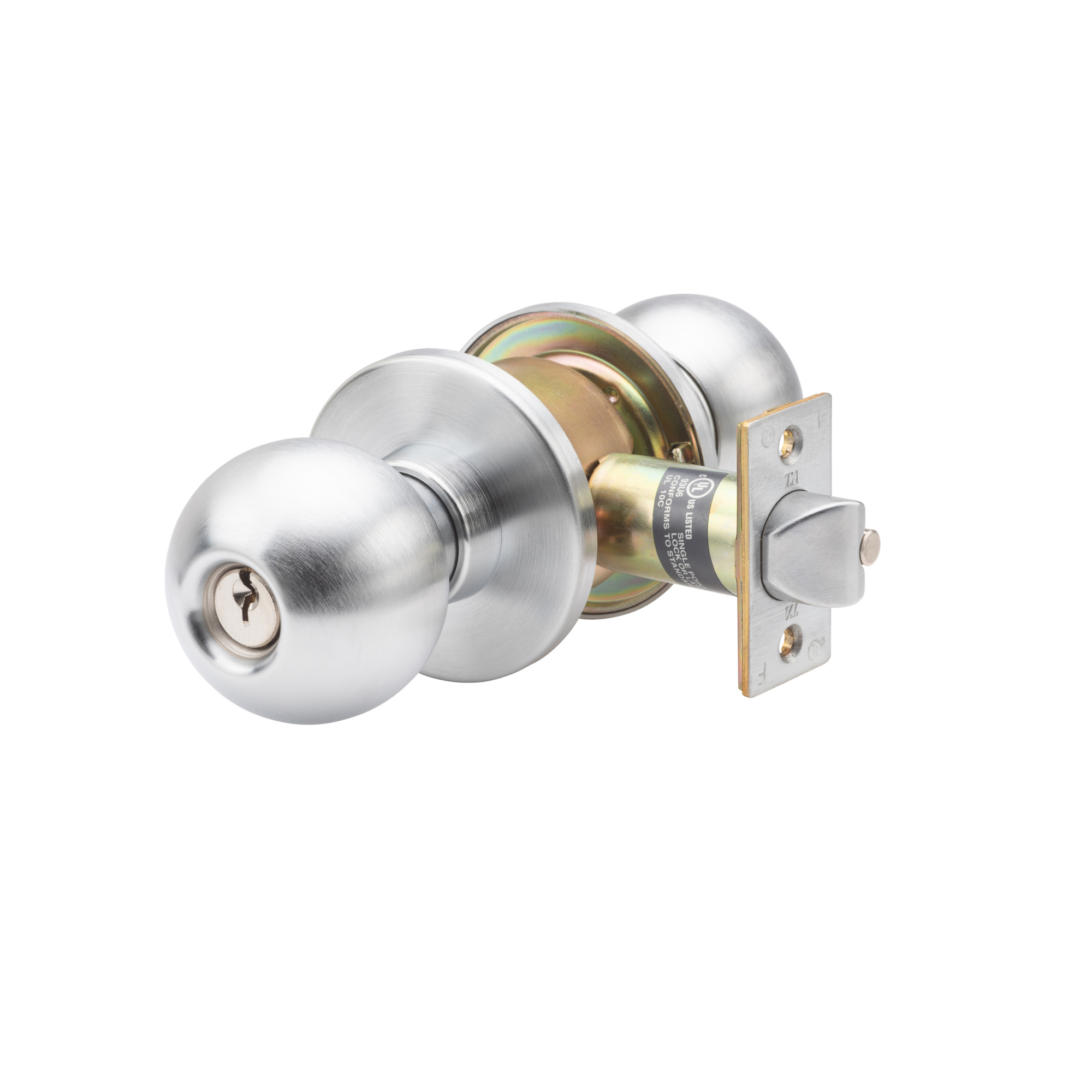 Trans Atlantic Heavy-Duty Stainless Steel Classroom Door Knob with Lock — Grade 1, Model# DL-HVB70-US32D