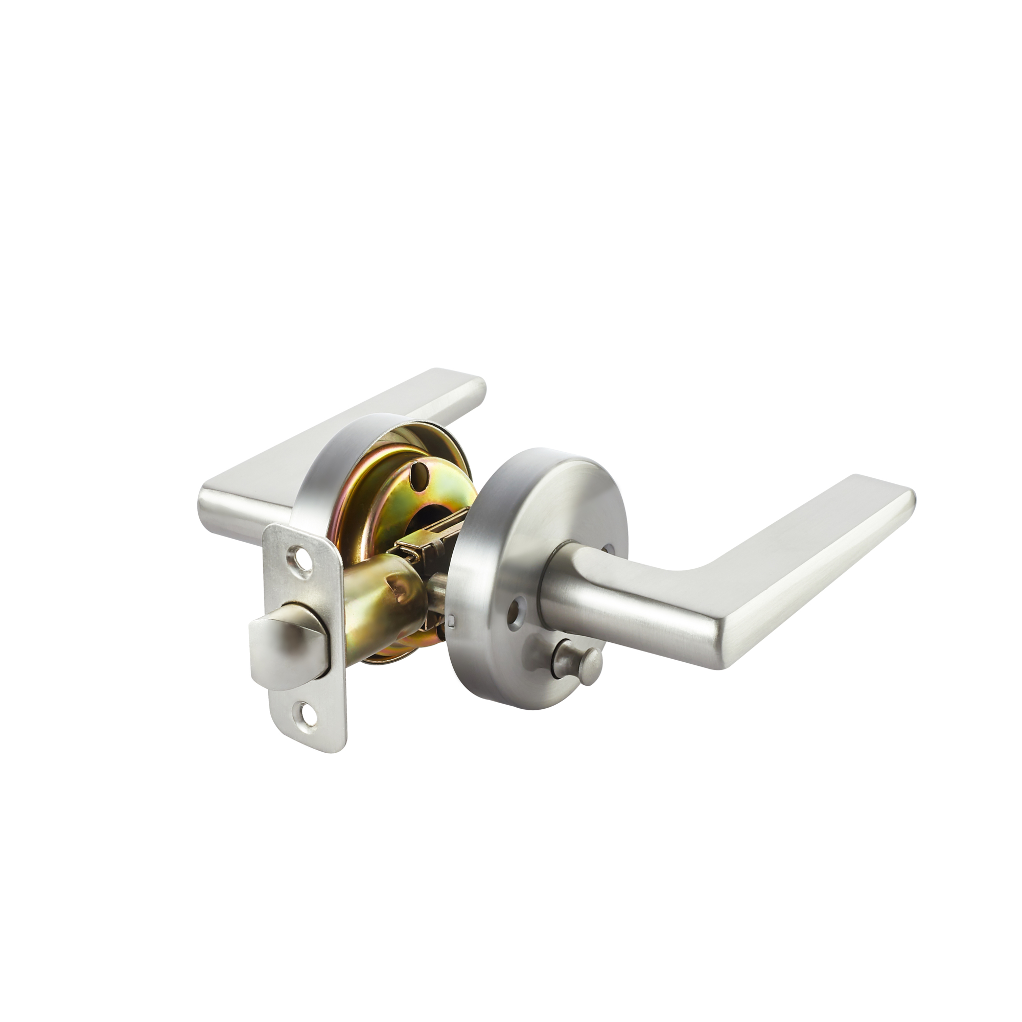 Sapphire Contra Collection Modern Satin Nickel Privacy Door Handle with Lock — Grade 3, Model# LS-CON40-US15