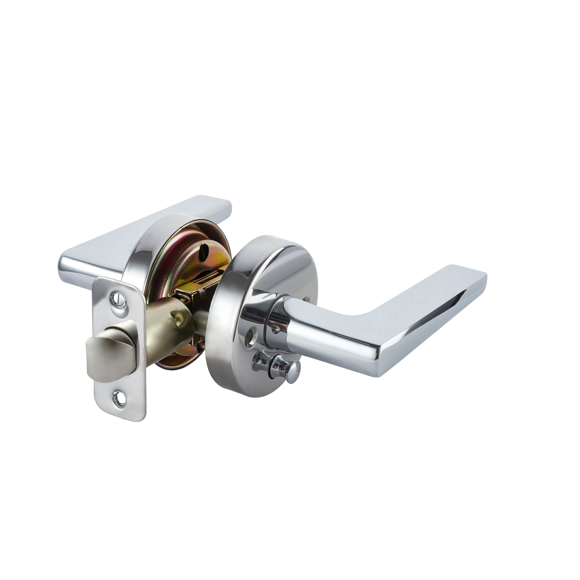 Sapphire Contra Collection Modern Brushed Chrome Privacy Bed/Bath Door Handle with Lock — Grade 3, Model# LS-CON40-US26