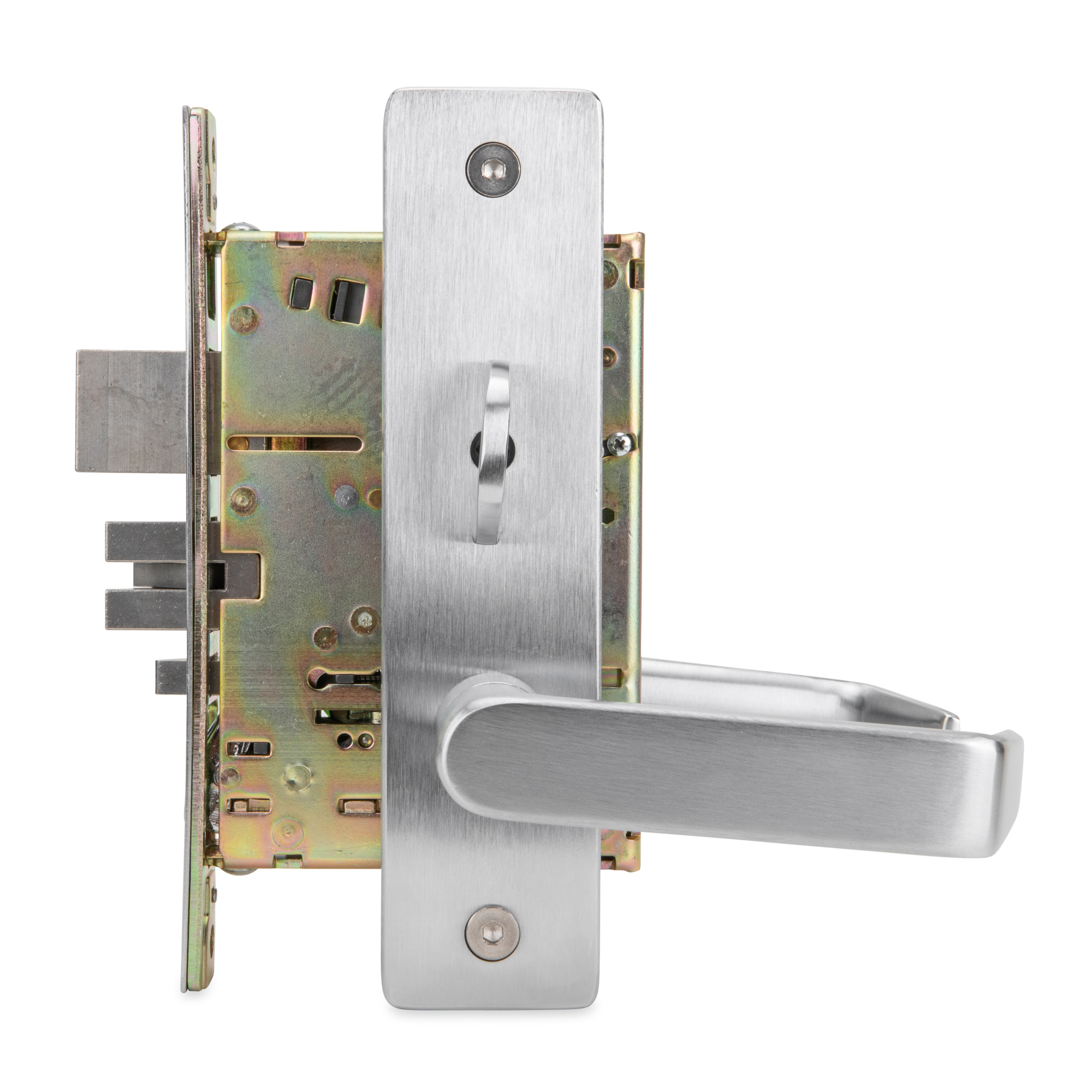 Trans Atlantic DXML Series Mortise Door Lock Handle — Grade 1, Brushed Chrome, Right-Handed Lever, Model# DL-DXML53SERH-US26D