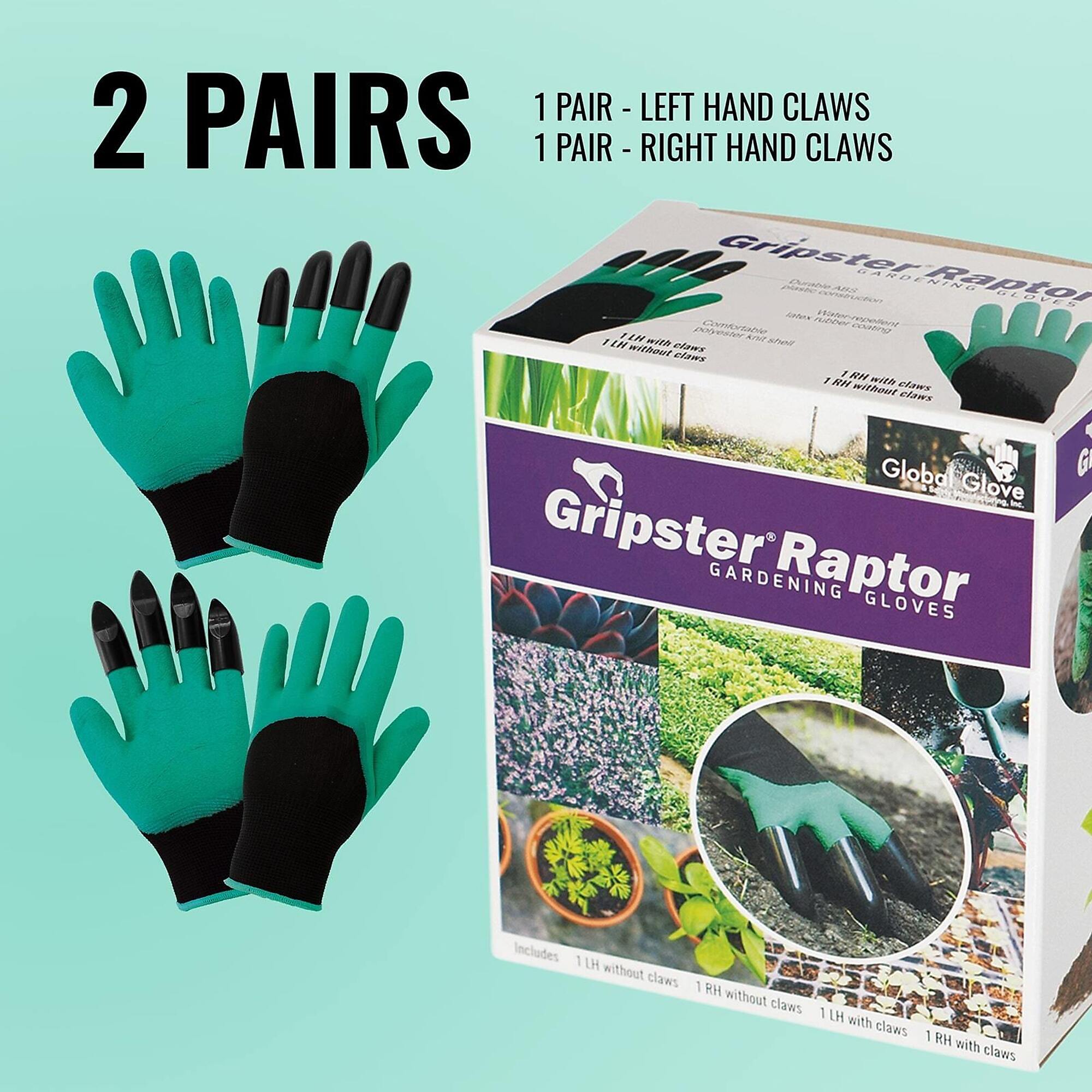 Bullhead Safety Gardening Gloves with Claws for Digging and Raking - 2 Pairs