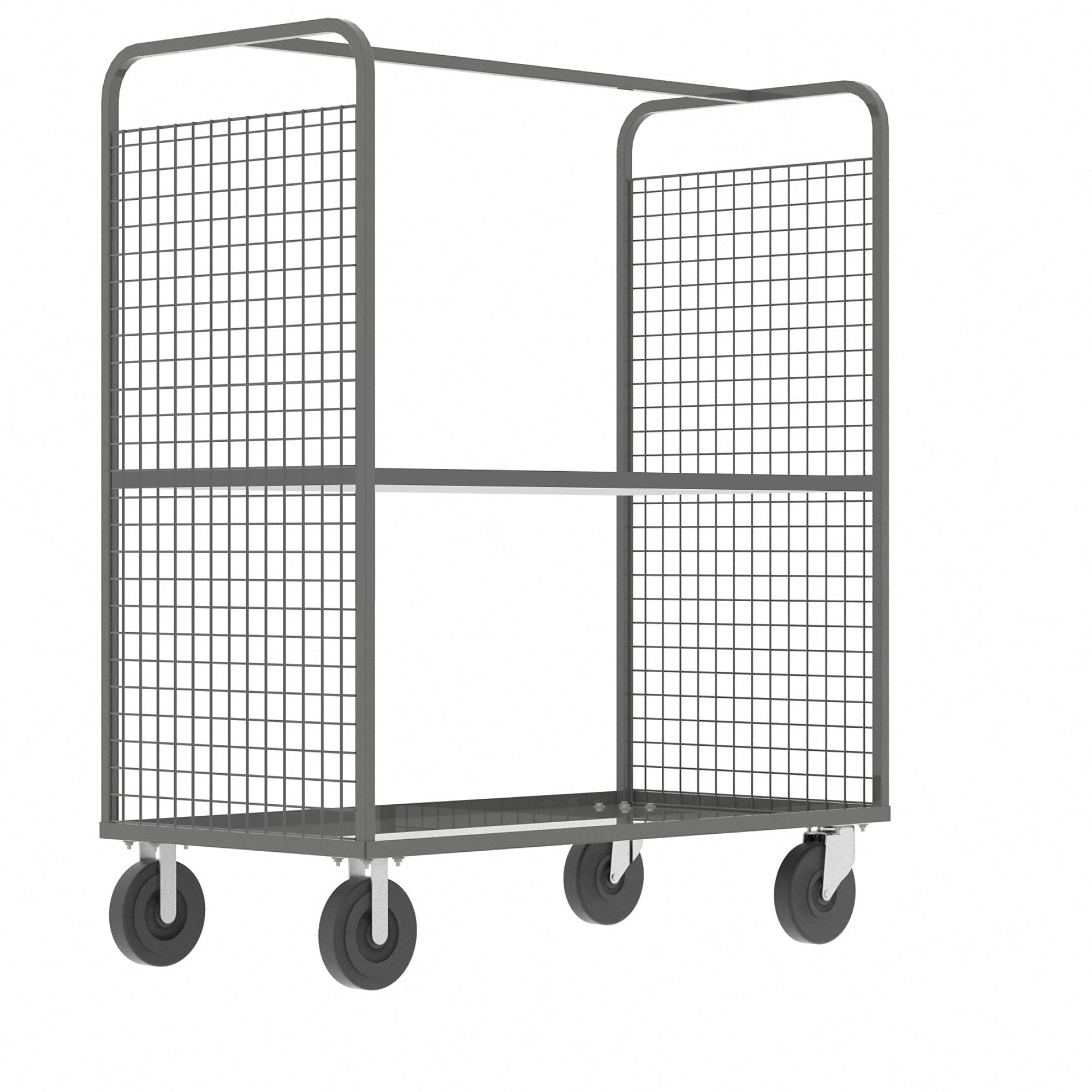 Valley Craft, 2-Sided Stock Picking Cage Cart, 1 Shelf, Total Capacity 1600 lb, Shelves (qty.) 1, Material Steel, Model# F89729VCGY