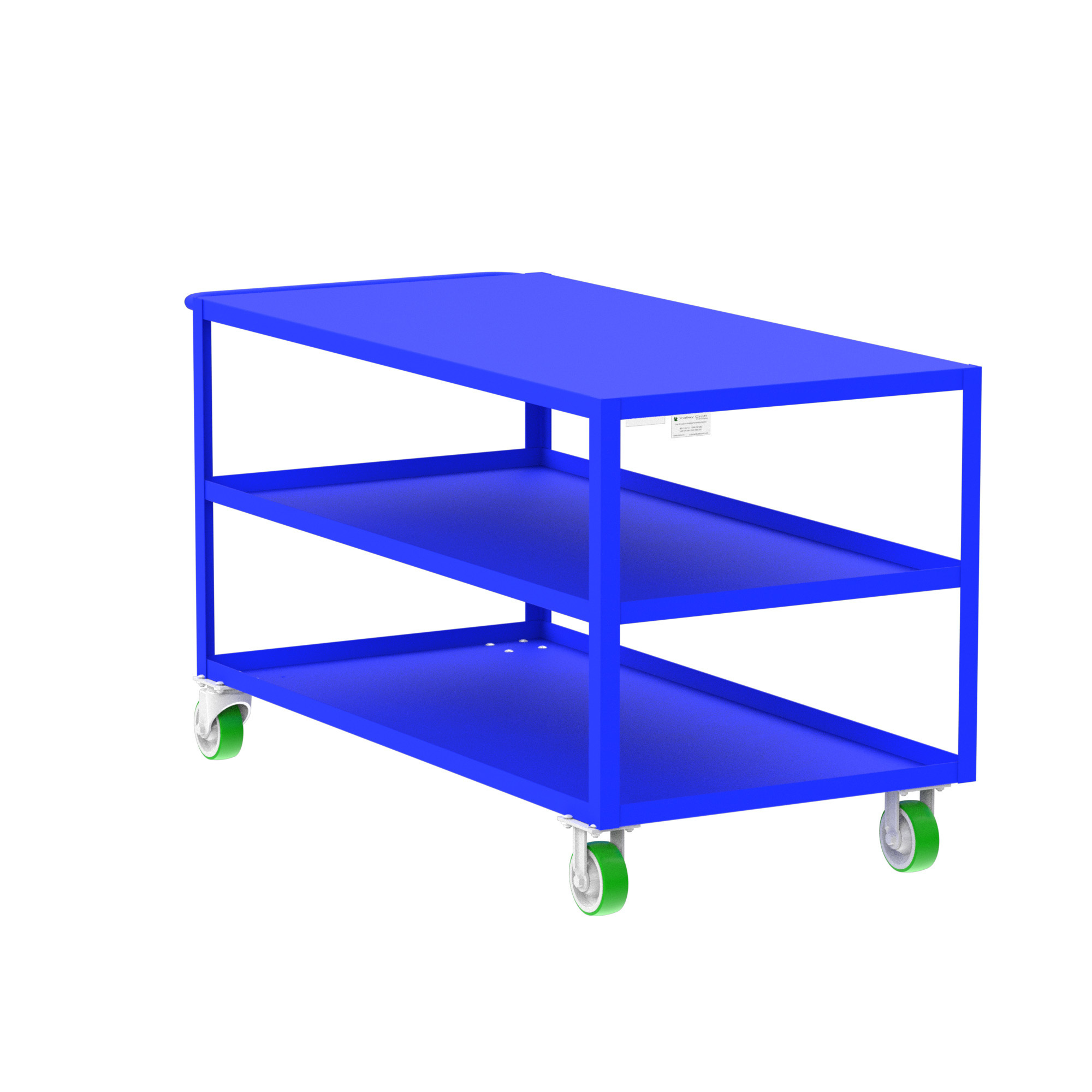 Valley Craft, 3-Shelf Utility Cart, Flat Top, Total Capacity 2000 lb, Shelves (qty.) 3, Material Steel, Model# F89173BUPY