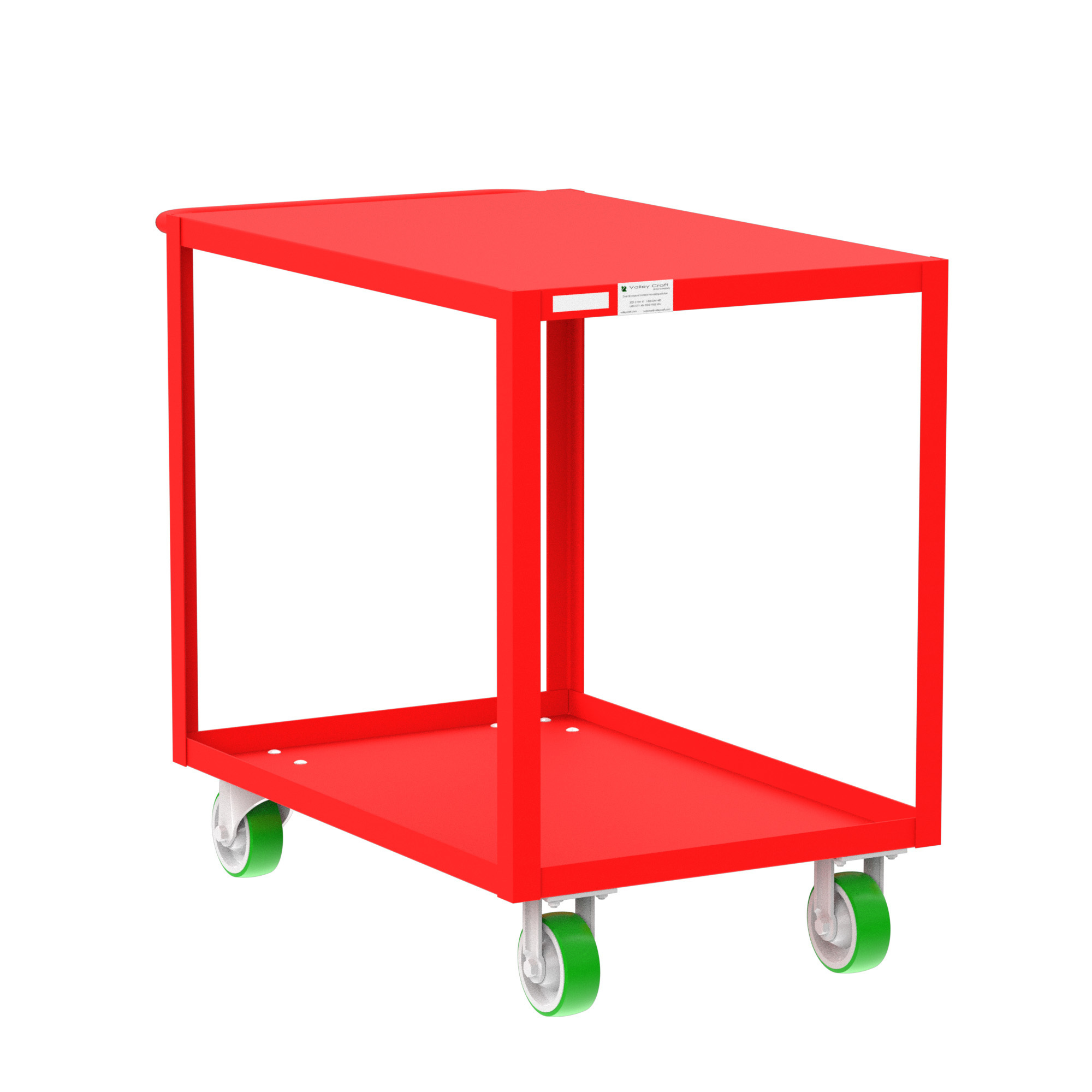 Valley Craft, 2-Shelf Utility Cart, Flat Top, Total Capacity 2000 lb, Shelves (qty.) 2, Material Steel, Model# F89224RDPY