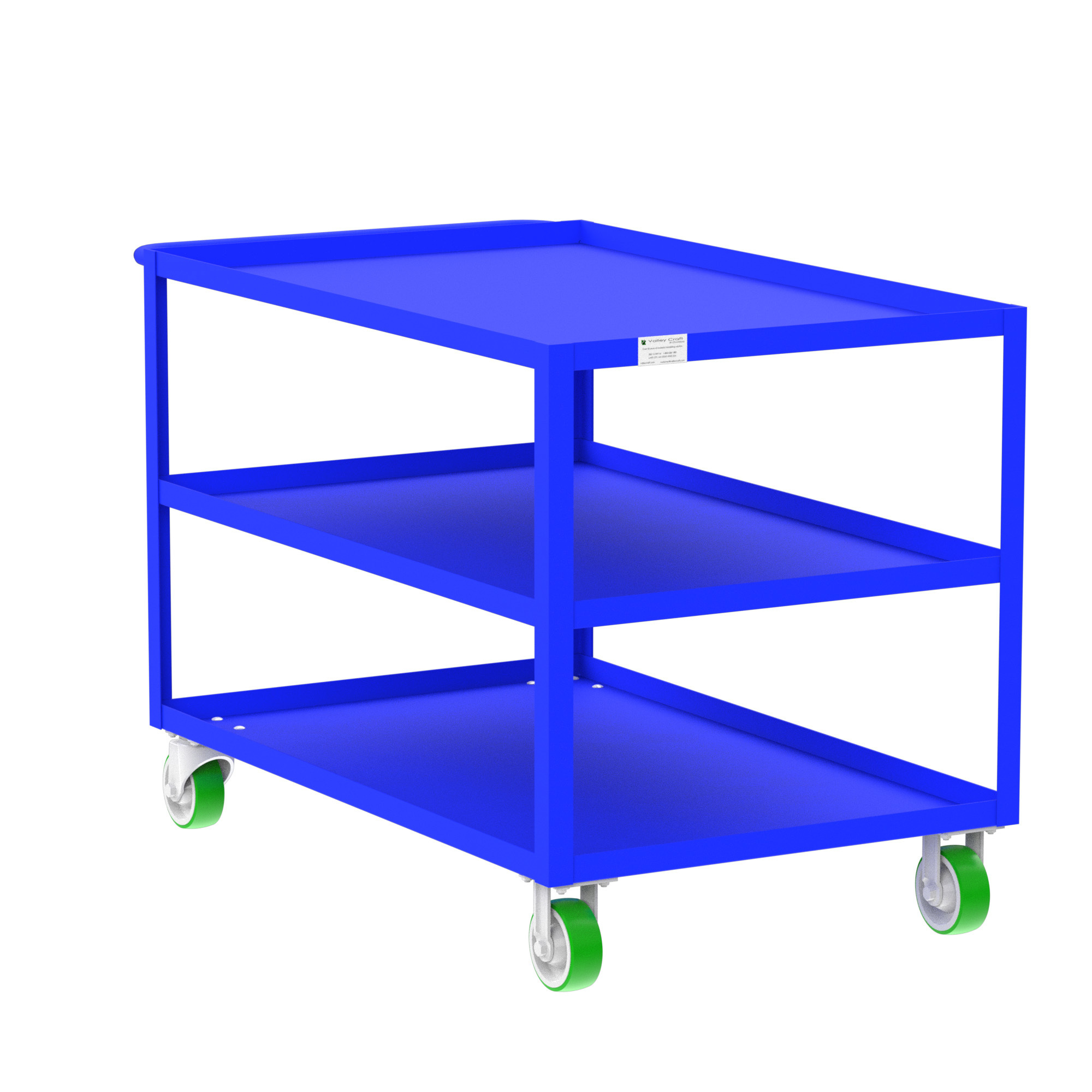 Valley Craft, 3-Shelf Utility Cart, Lipped Top, Total Capacity 2000 lb, Shelves (qty.) 3, Material Steel, Model# F89176BUPY