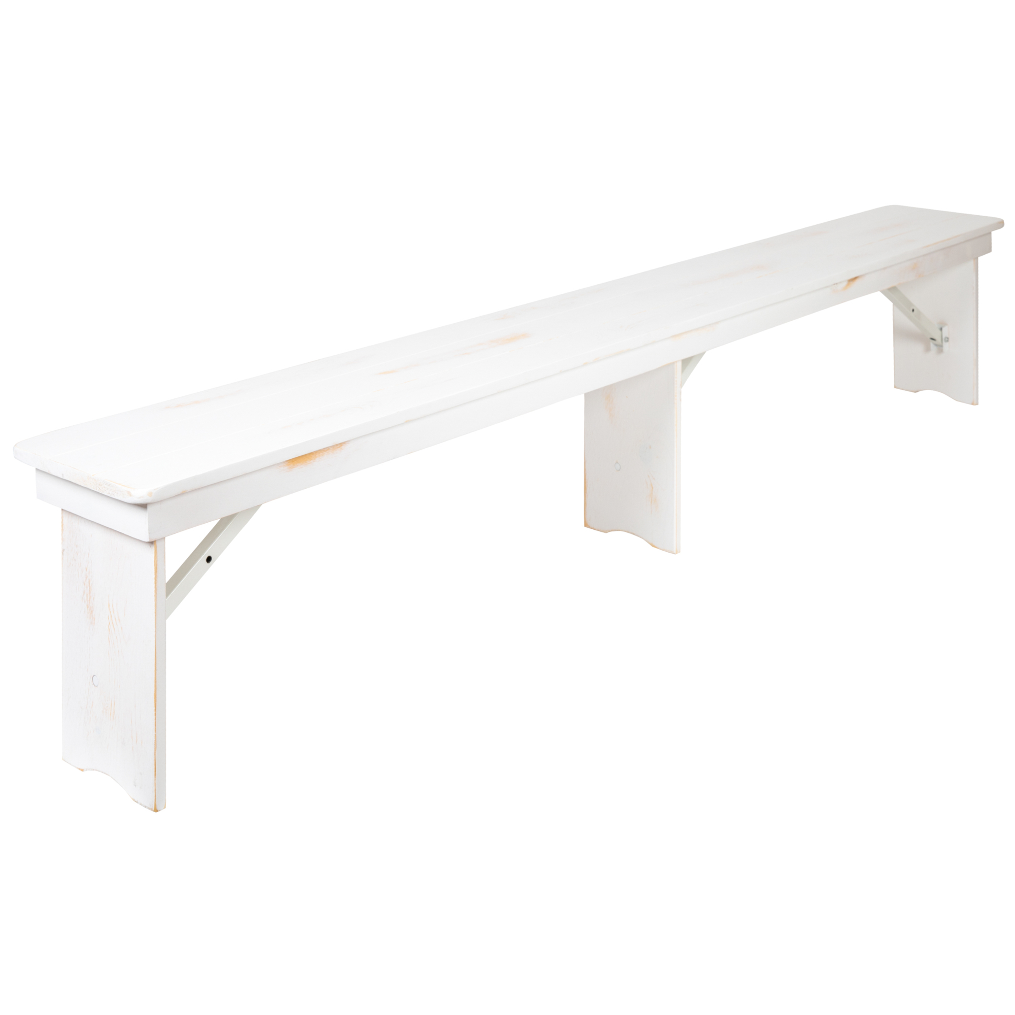 Flash Furniture, White 8ft.x12in. Rustic Solid Pine Folding 3 Leg Bench, Included (qty.) 1 Model# XAB96X12LWH