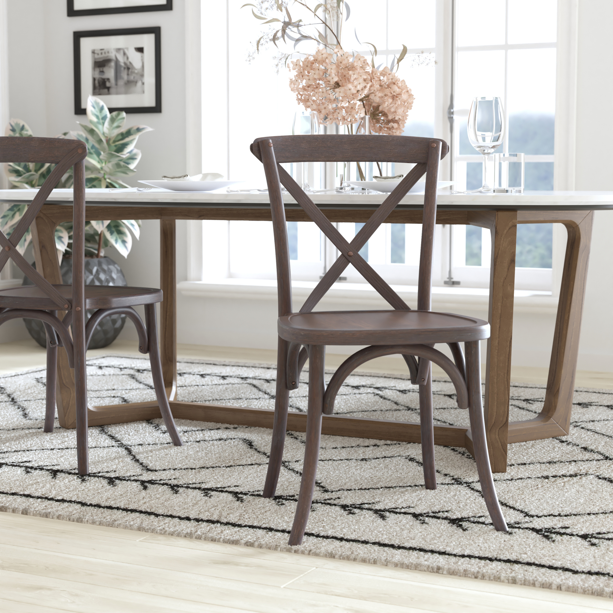 Flash Furniture, Grayed Dark Driftwood X-Back Dining Chairs, Included (qty.) 1 Model# XBACKBURDRIFT