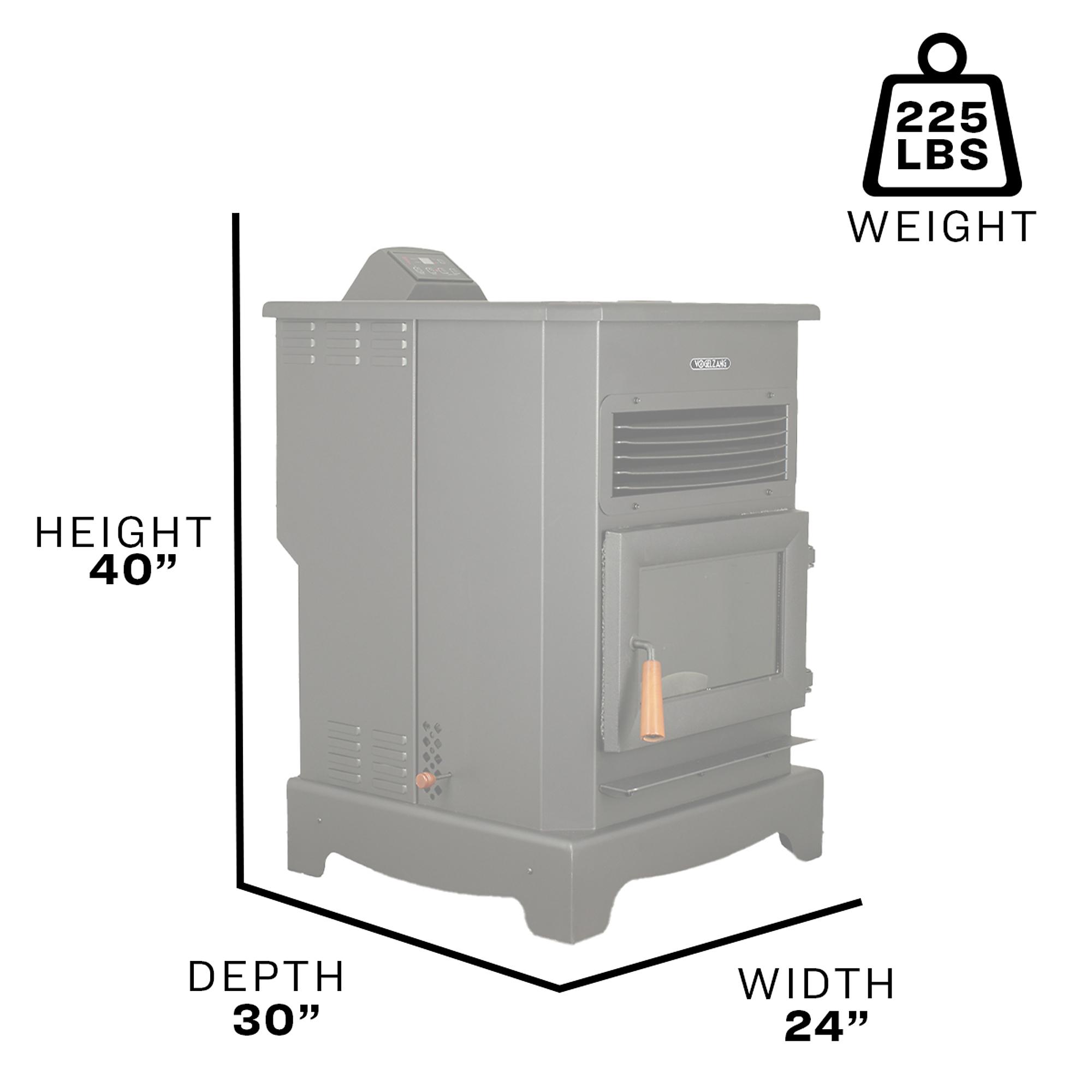 Vogelzang, Volgelzang Pellet Stove, Heat Output 55000 Btu/hour, Heating