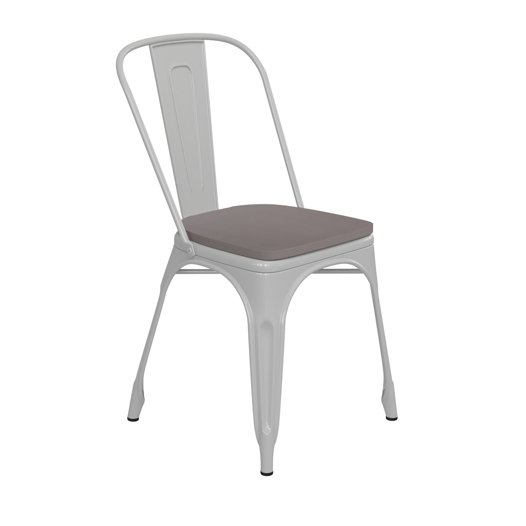 Flash Furniture, White Metal Stack Chair with Gray Poly Resin Seat, Primary Color White