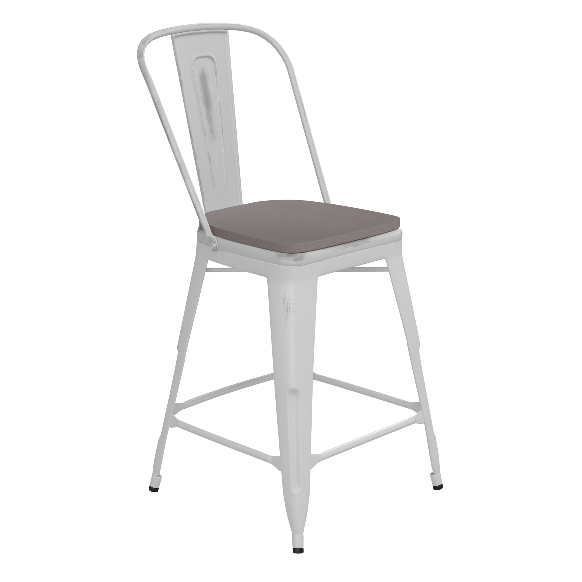 Flash Furniture, White Metal Stool with Gray Poly Seat, Included (qty.) 1 Model# ET353424WHPL1G