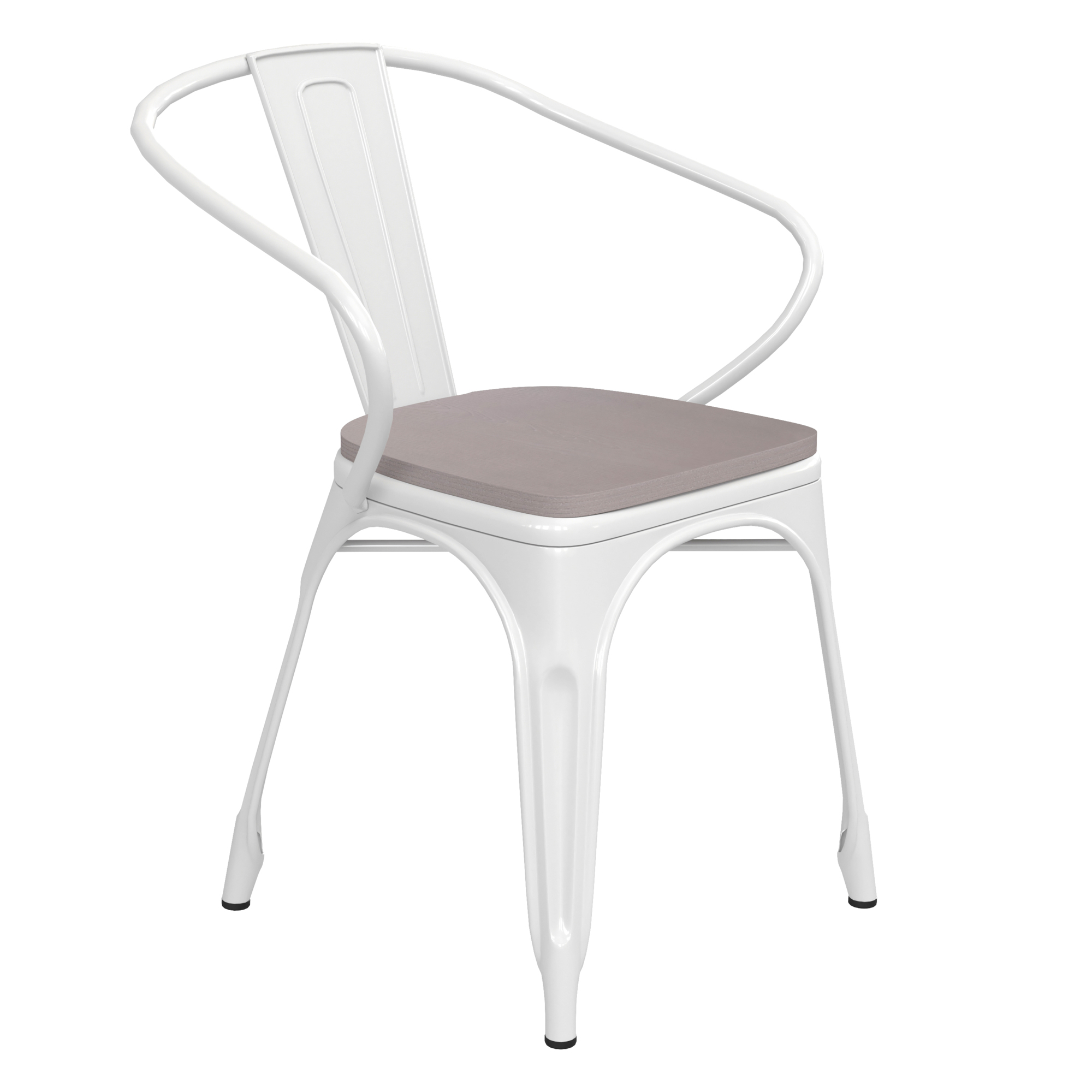 Flash Furniture, White Metal Stack Chair with Gray Poly Resin Seat, Primary Color White