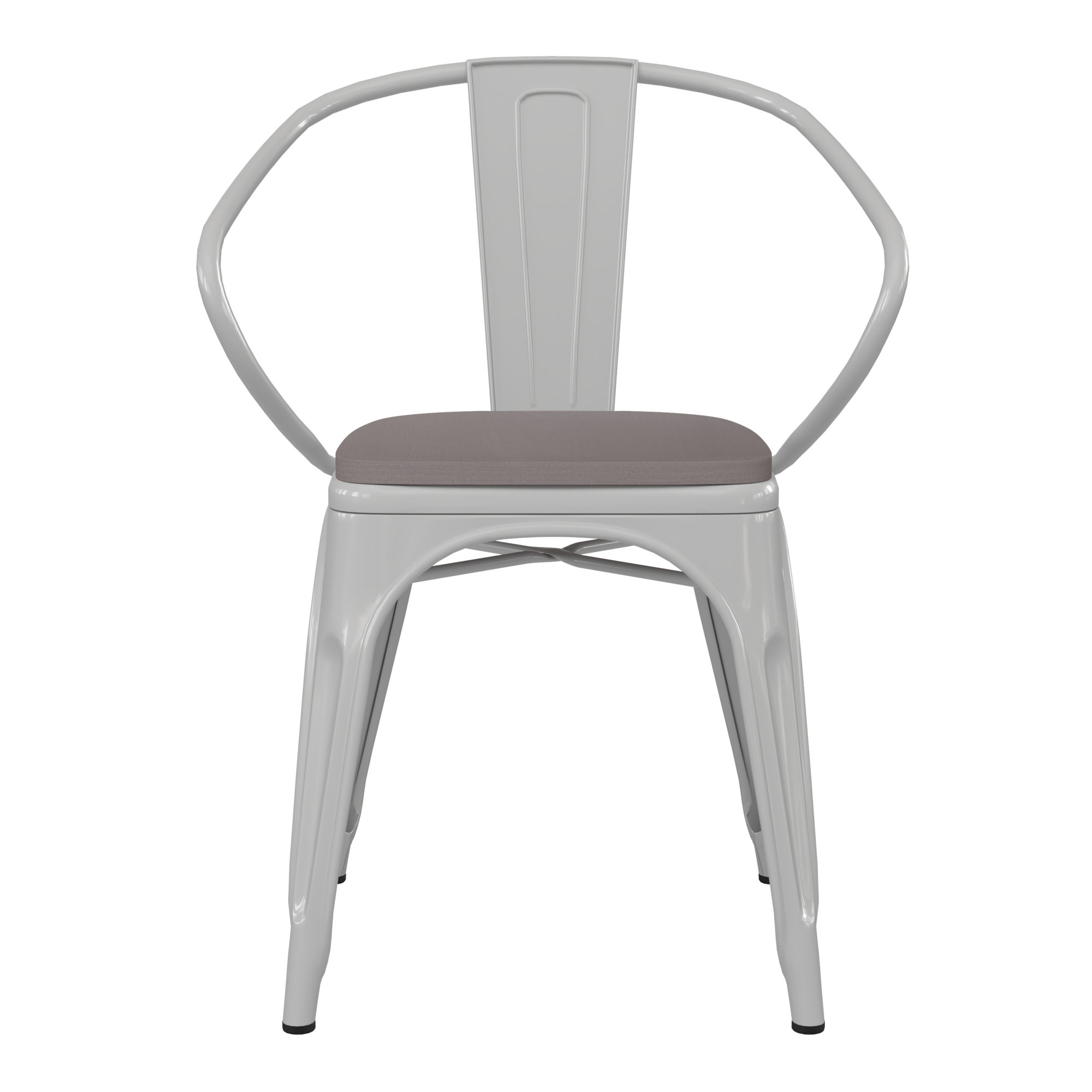Flash Furniture, White Metal Stack Chair with Gray Poly Resin Seat, Primary Color White