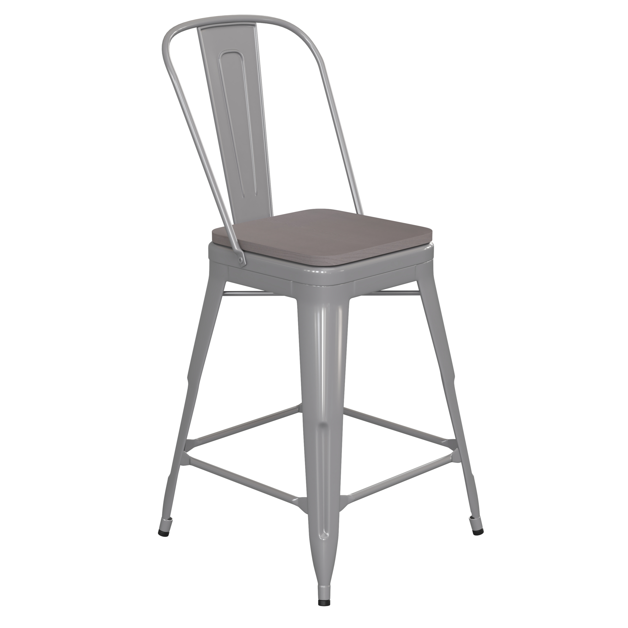 Flash Furniture, 24in. Silver Metal Counter Stool-Gray Poly Seat, Included (qty.) 1 Model# CH3132024GSLP2G