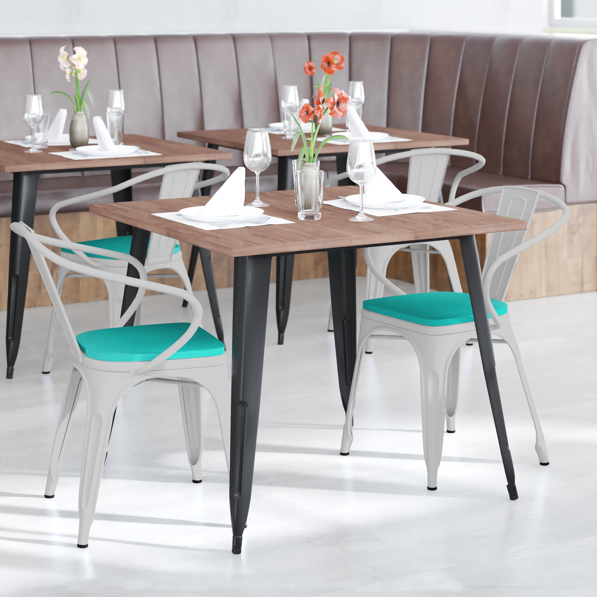 Flash Furniture, White Metal Stack Chair with Mint Poly Resin Seat, Included (qty.) 1 Model