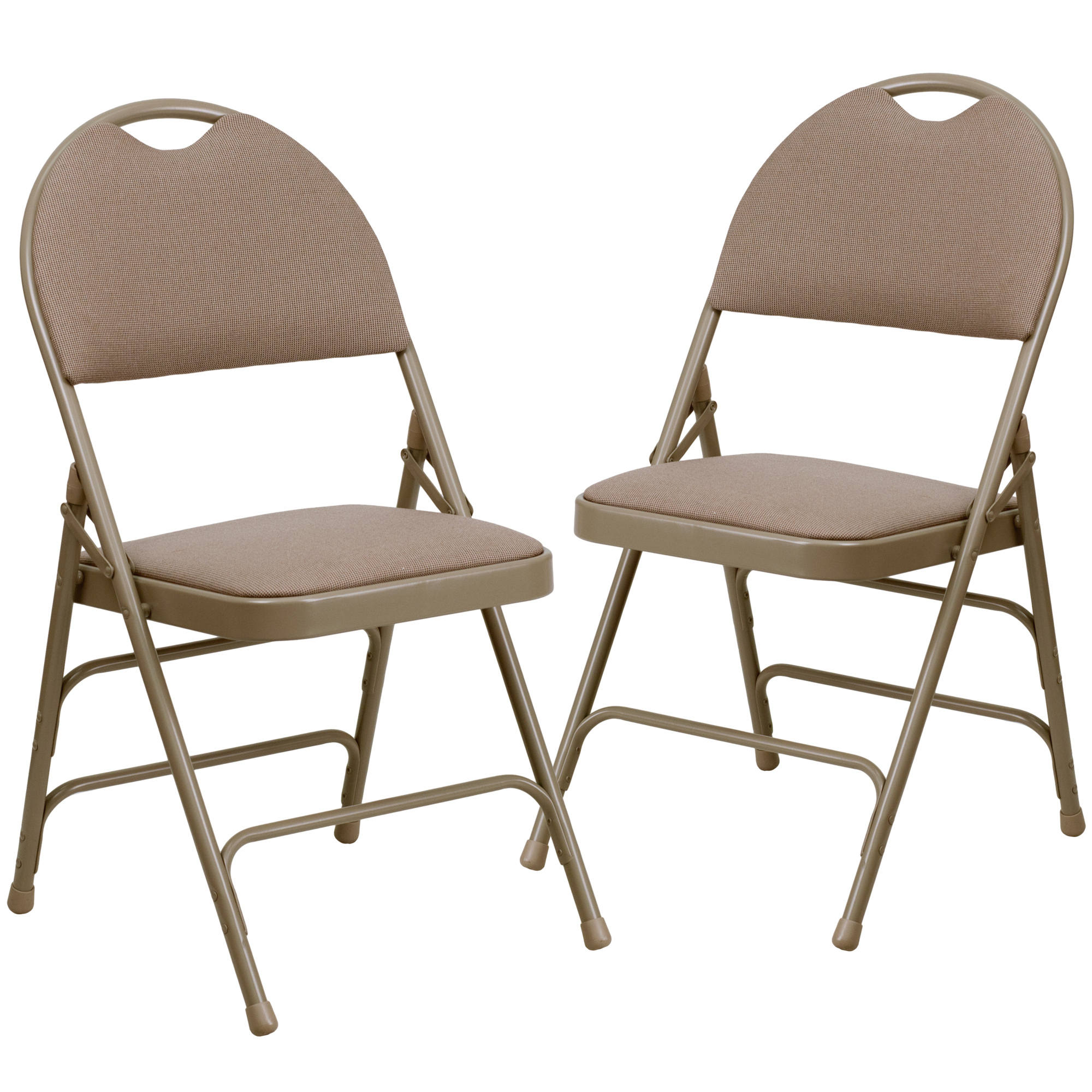 Flash Furniture, 2PK Triple Braced Beige Fabric Metal Folding Chair, Included (qty.) 2 Model# 2HAMC705AF3BGE