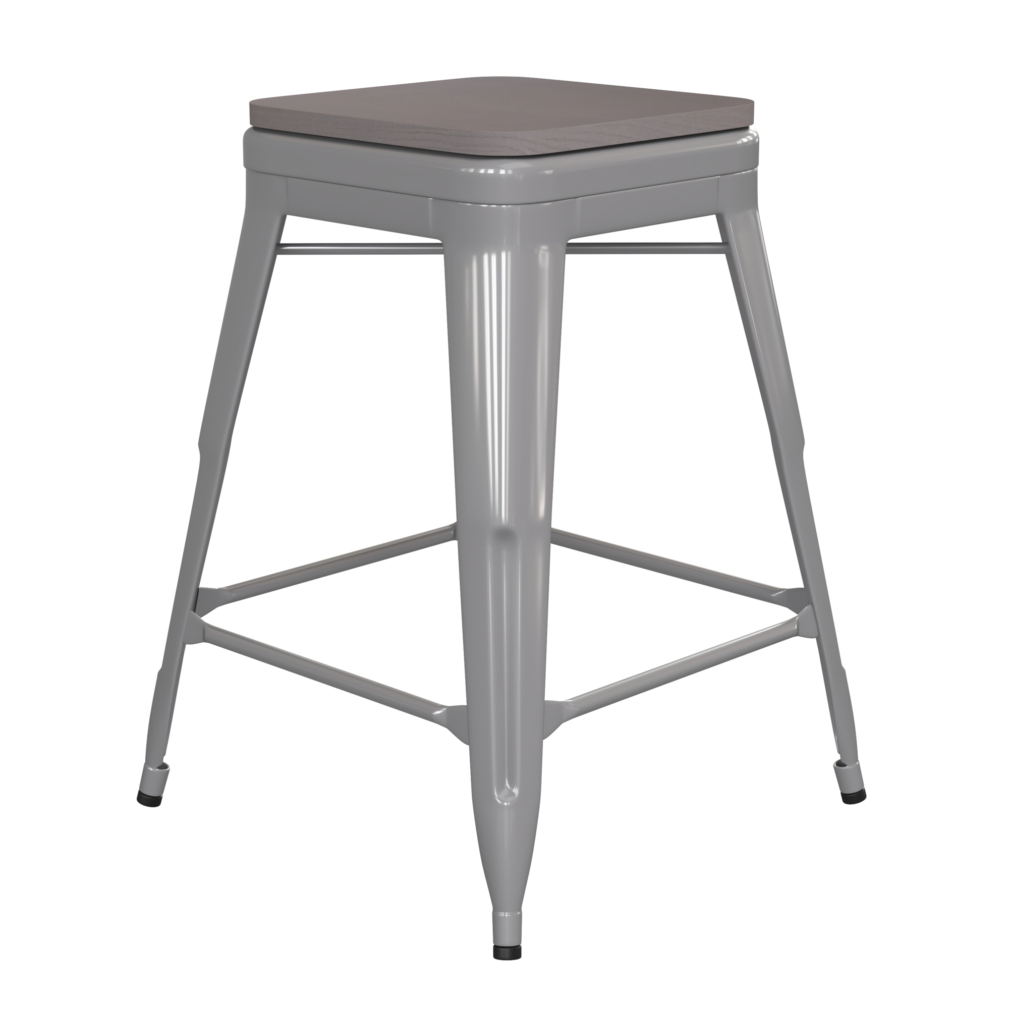 Flash Furniture, 24in. Silver Metal Stool-Gray Poly Seat, Included (qty.) 1 Model# CH3132024SILP2G