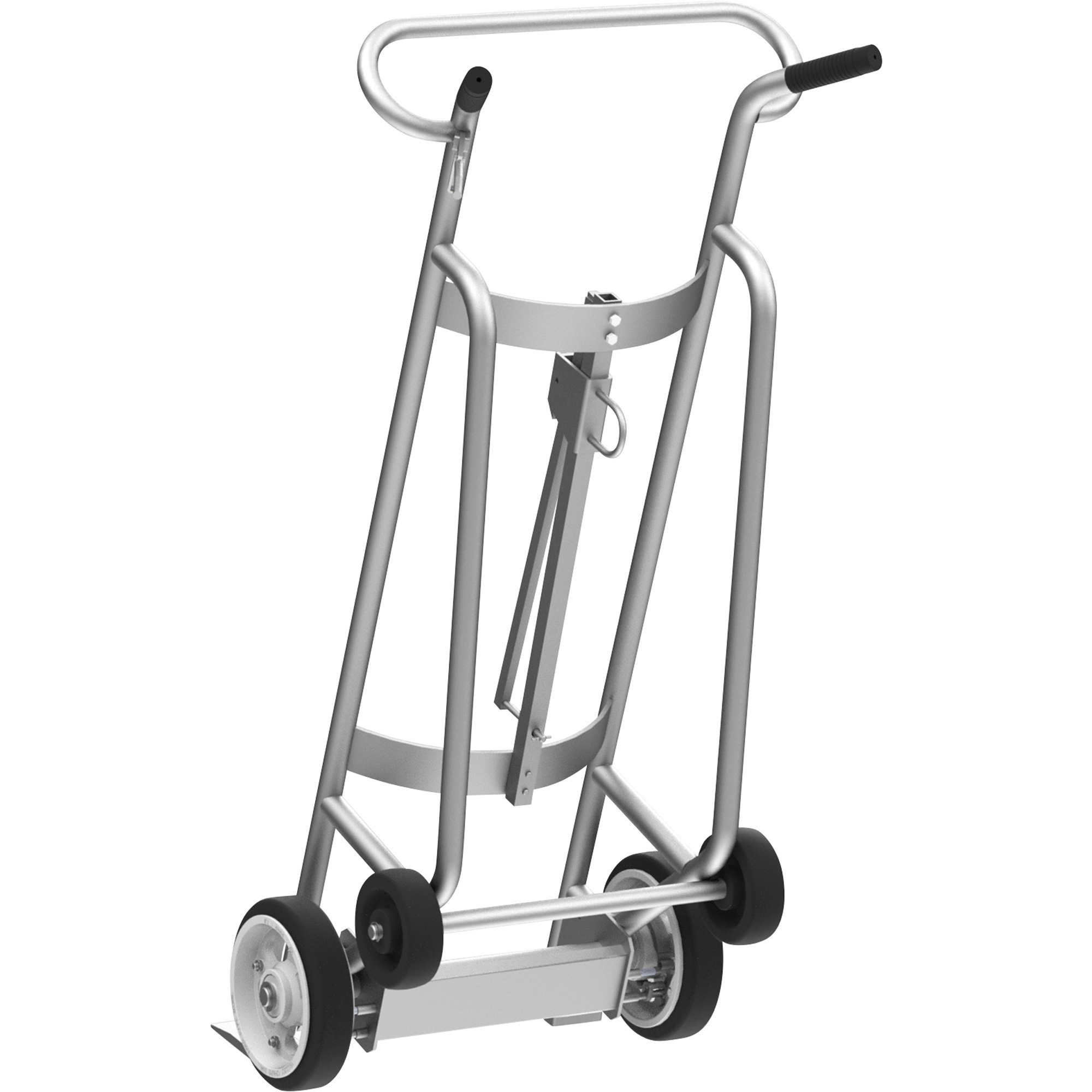 Valley Craft 4Wheel Drum Hand Truck, Aluminum, (2) Solid Rubber Wheels