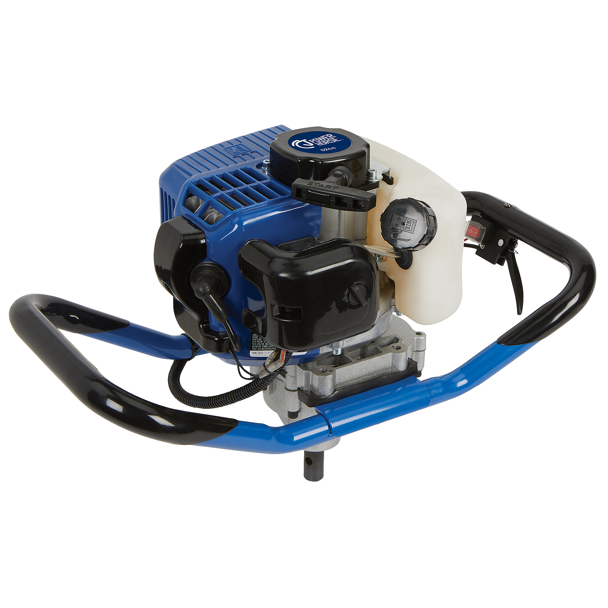 Powerhorse 1-Person Earth Auger Powerhead, 52cc 2-Cycle Gas Engine with Muffler Heat Shield, 55 Ft./Lbs. Max. Drilling Torque