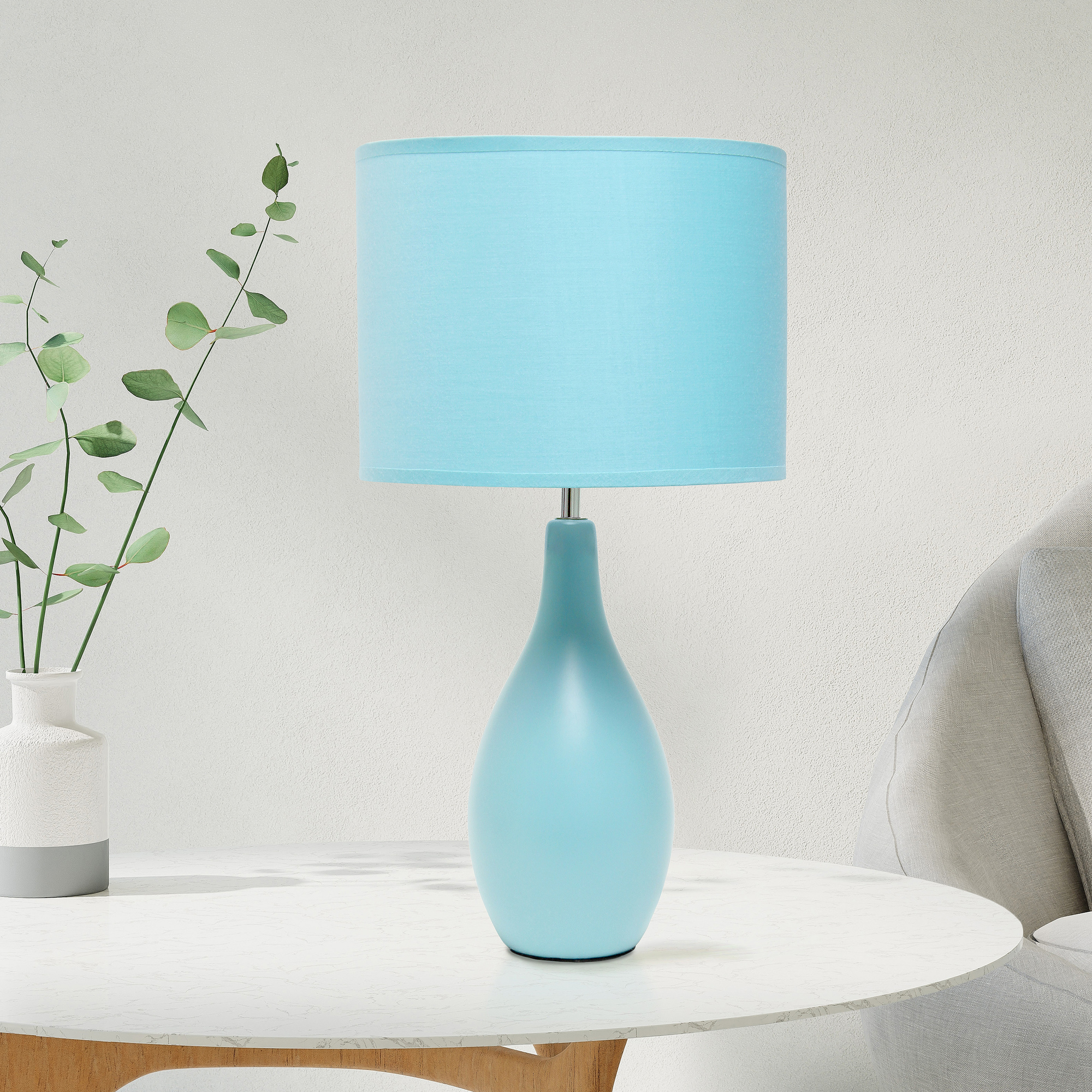 Creekwood Home, 18.11in. Standard Ceramic Dewdrop Table Lamp Blue ...