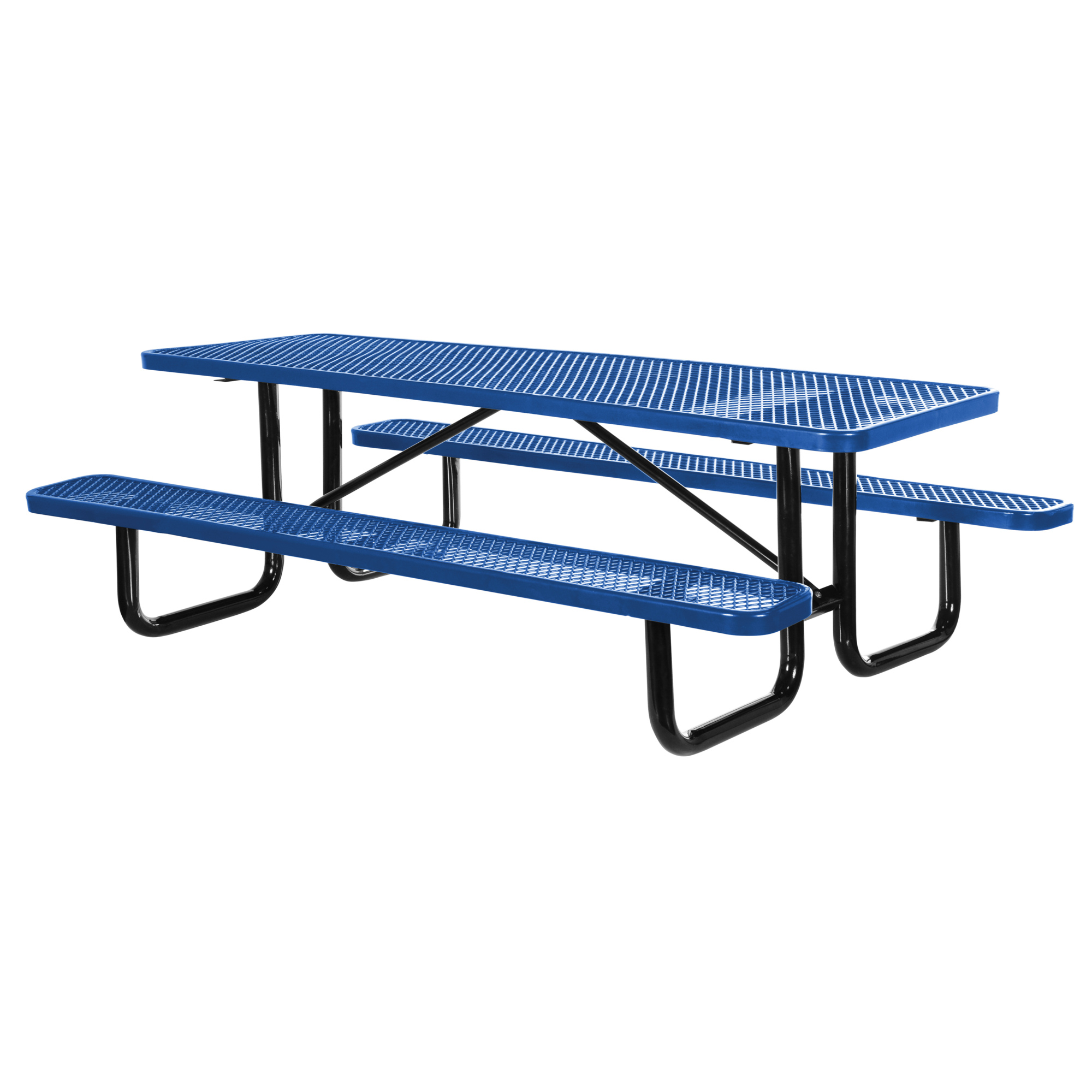 Vestil Expanded Metal Picnic Table - Rectangle, 30.375in. Height, Blue, Model# PT-MX-3072-BL