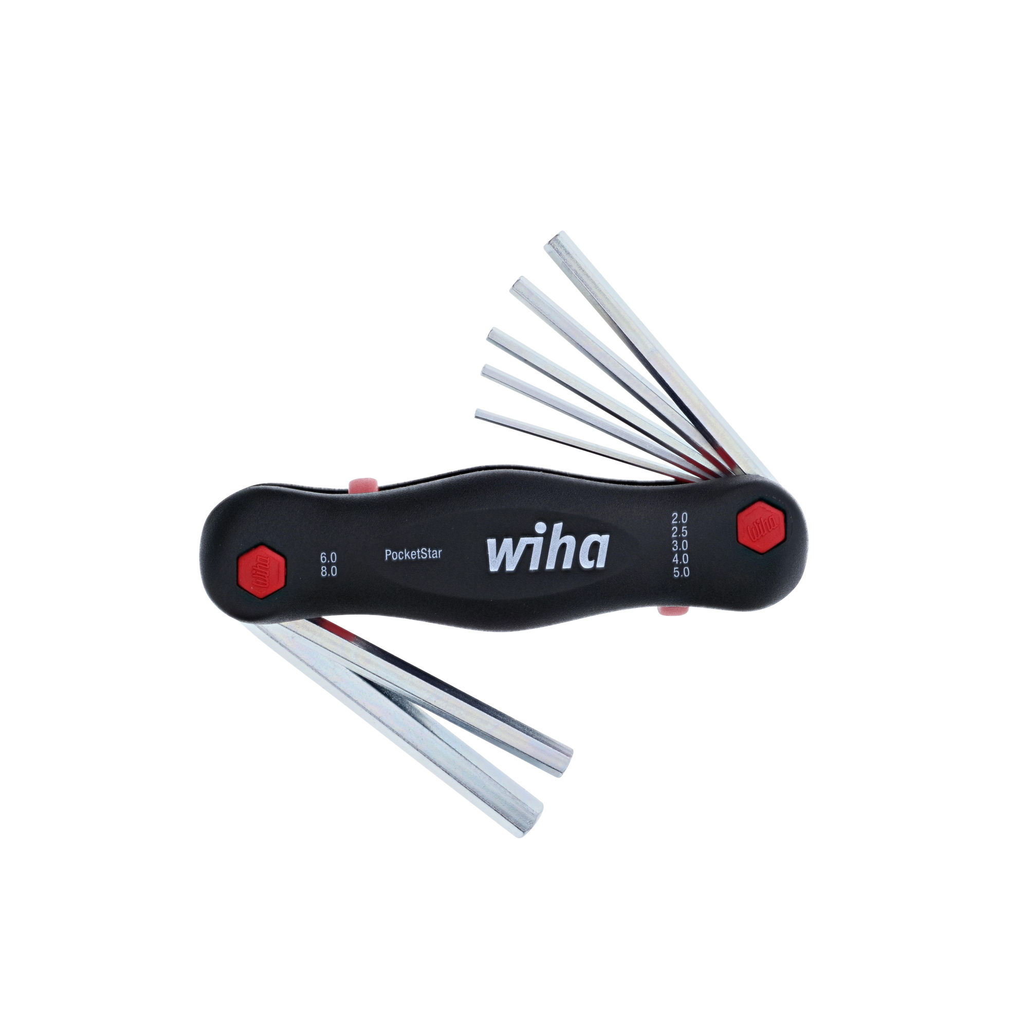 Wiha PocketStar Fold-Out Hex Key Set - 7-Piece, Metric, Push-Button Key Extractor, Model# 35195