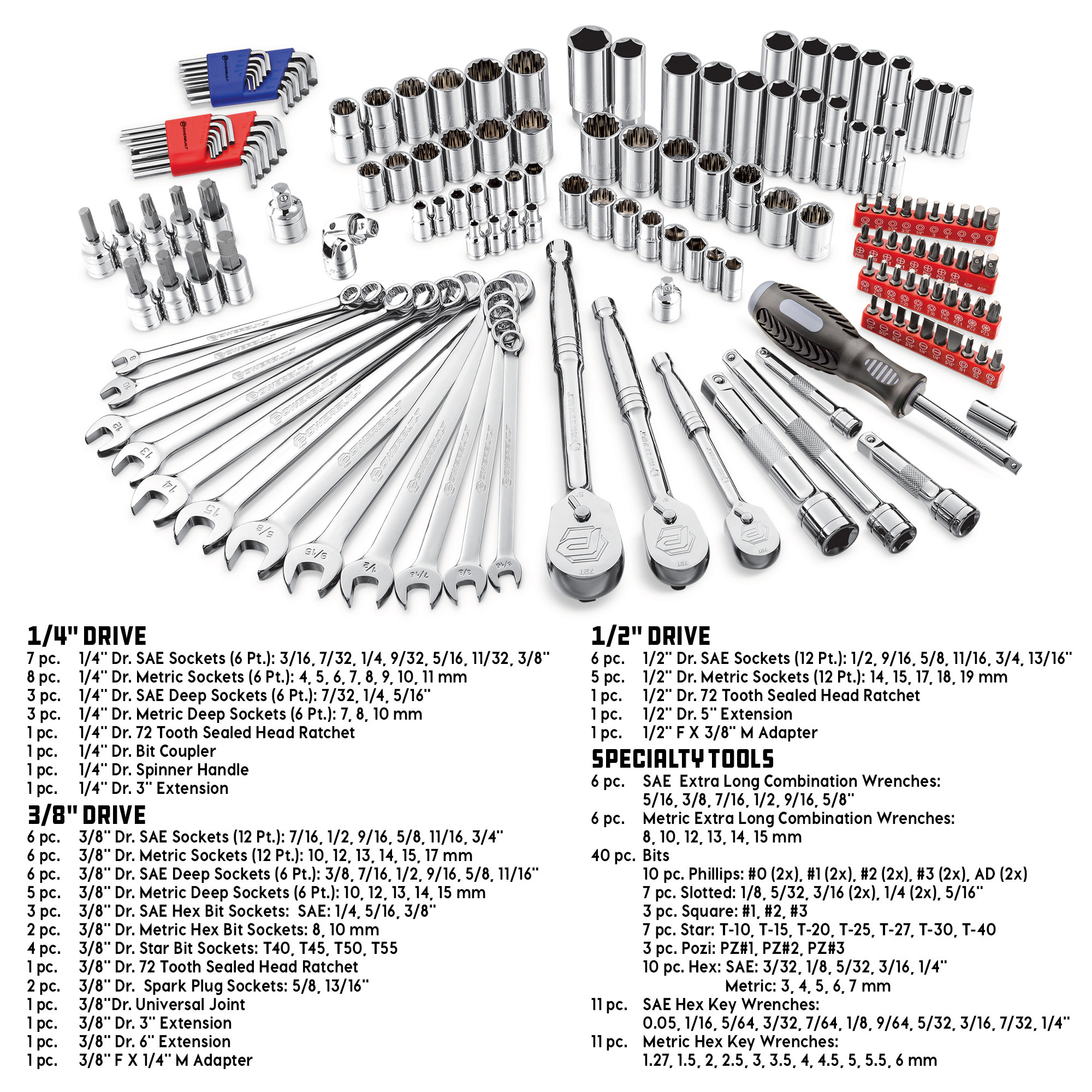 Powerbuilt, 152 Piece Master Mechanic's Service Tool Set, Pieces (qty.) 152 Model 642453