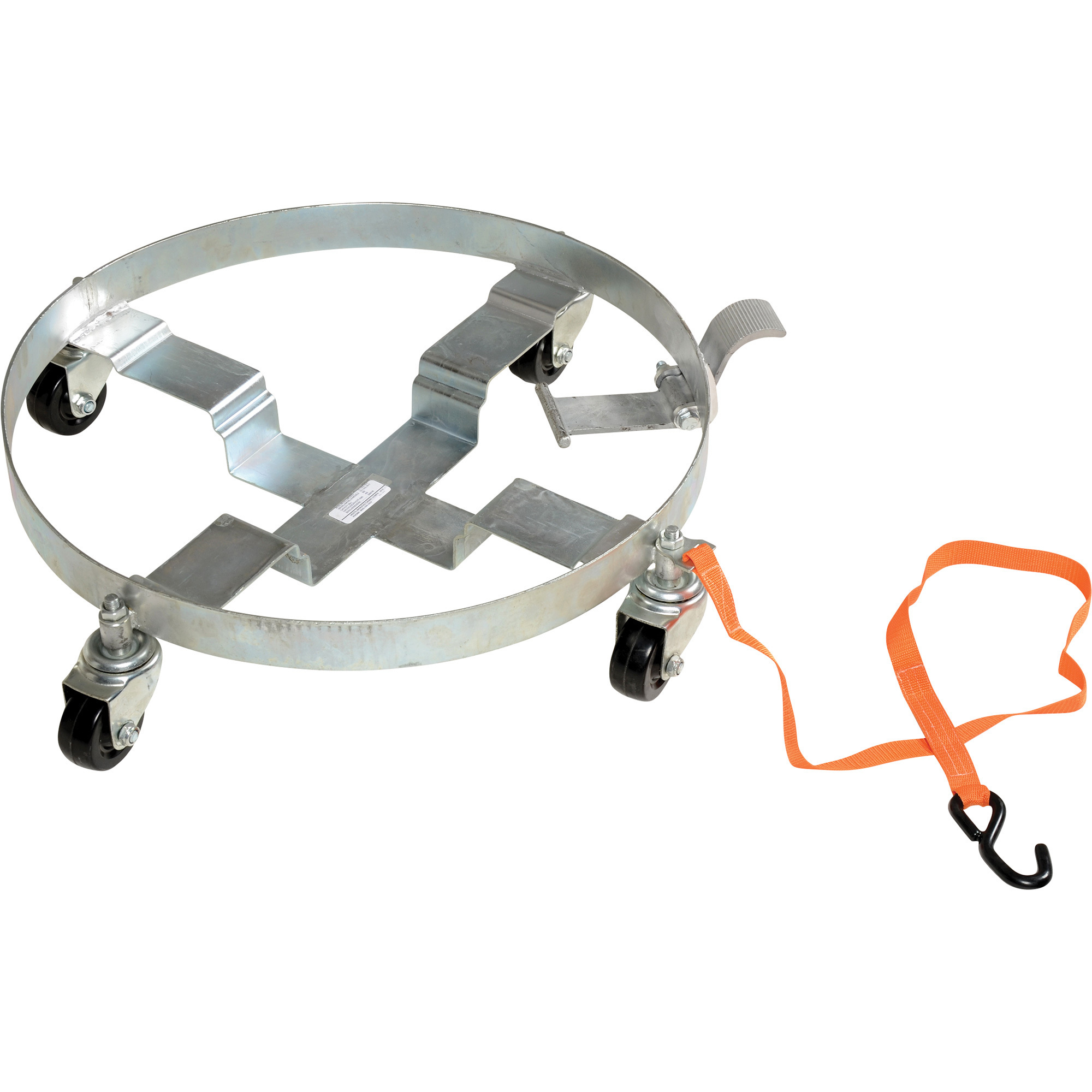 Vestil Multi-Purpose Tilting Drum Dolly - 900-Lb. Capacity, Steel, Foot-Operated, Model# DRUM-QUAD-H-TLT