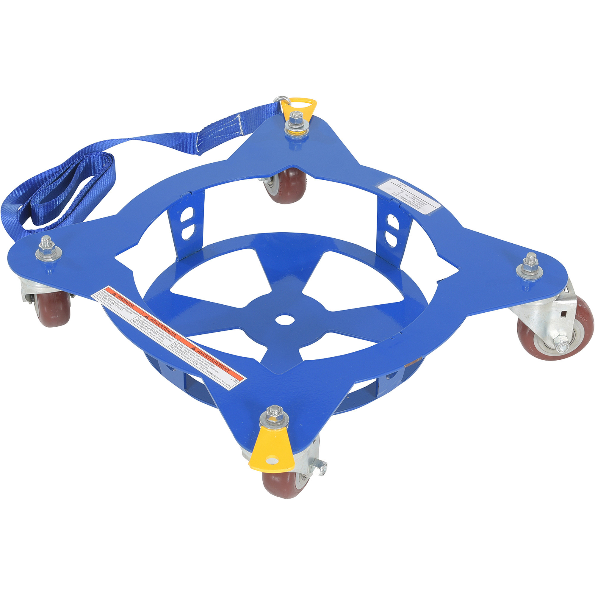 Vestil Multi-Pail Dolly with Pull Strap, 16-1/16in. x 16-1/16in. x 5in., 150-Lb. Capacity, Blue, Model# MPD-5