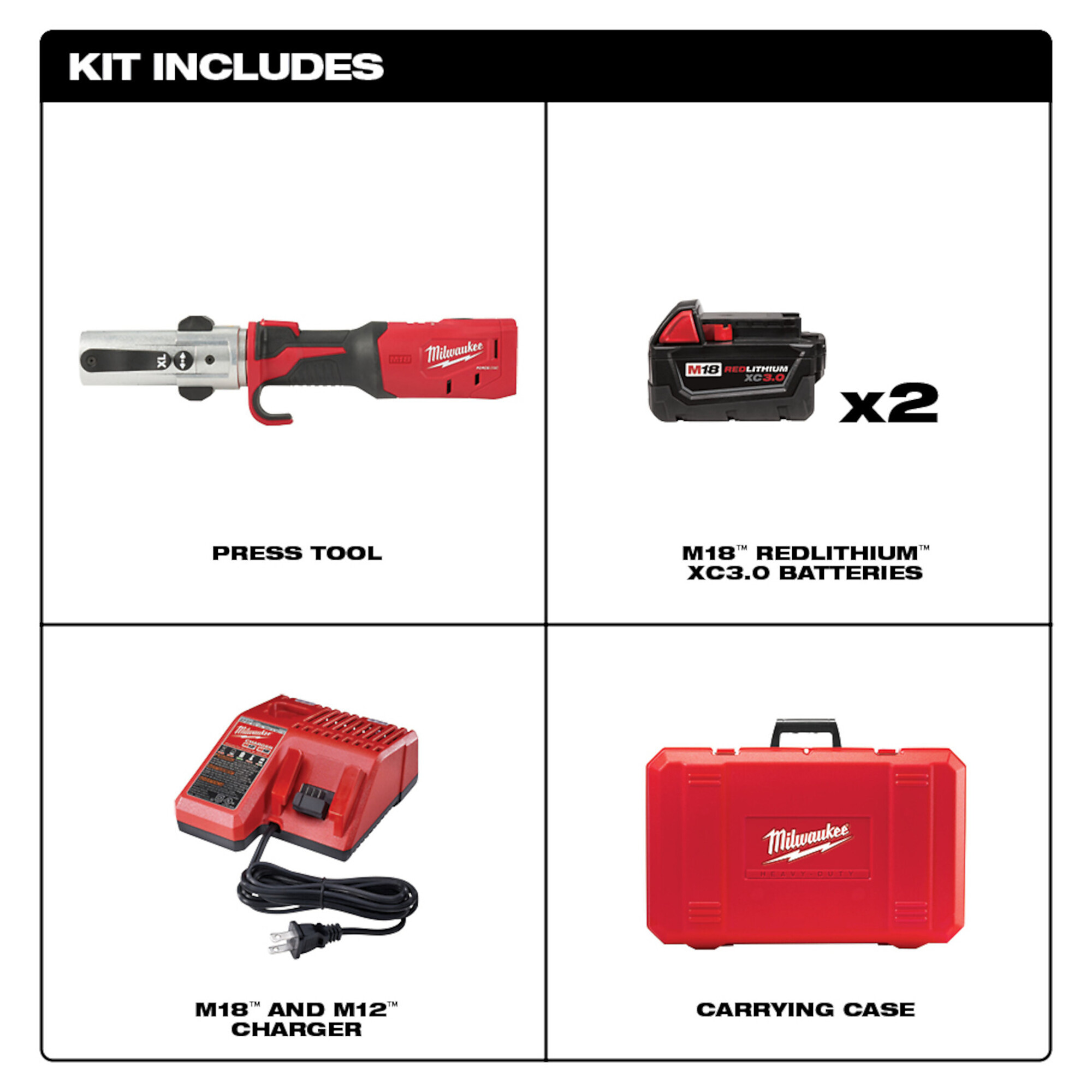 Kit De Presse Milwaukee 2773-20 M18 Force Logic Pro - 6 Mâchoires, Chargeur + 2 Batteries | Neuf