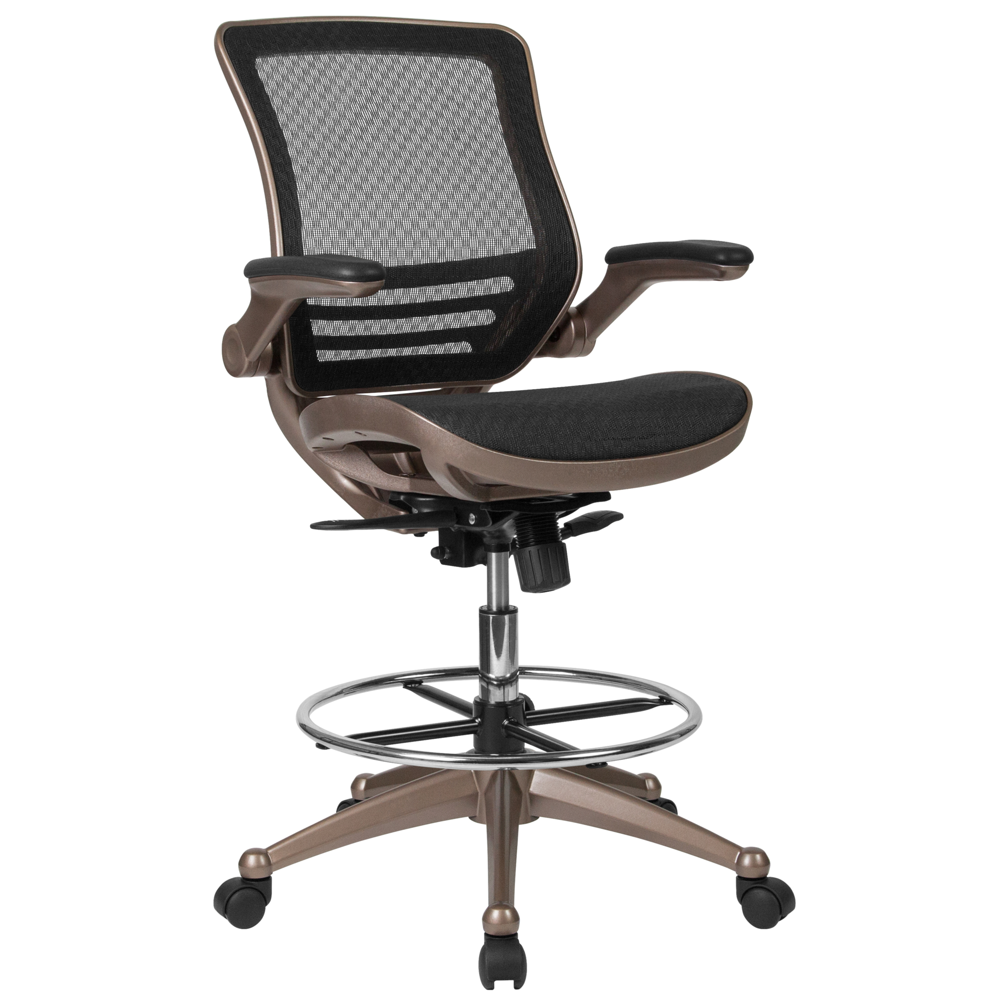 Flash Furniture, Black/Gold Mid-Back Drafting Chair - Flip-Up Arms, Included (qty.) 1 Model# BLLB8801XD
