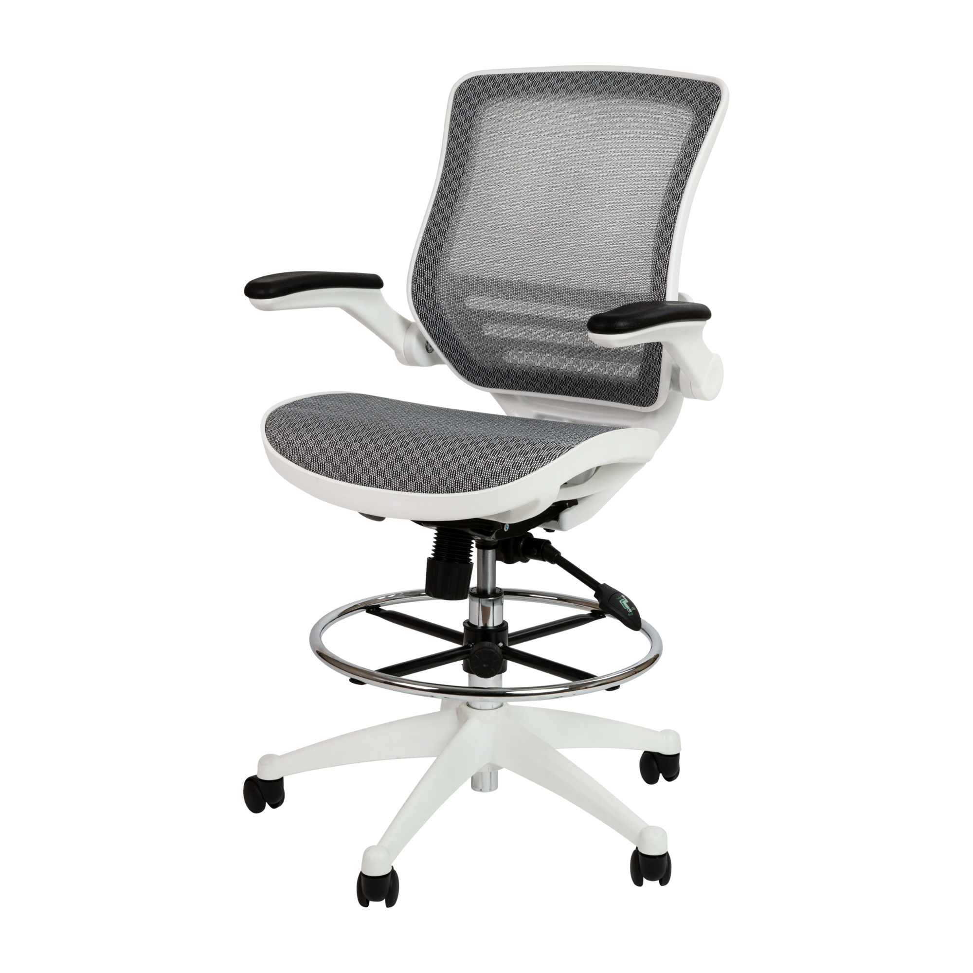Flash Furniture, Gray/White Mid-Back Drafting Chair - Flip-Up Arms, Included (qty.) 1 Model# BLLB8801XDGRWH