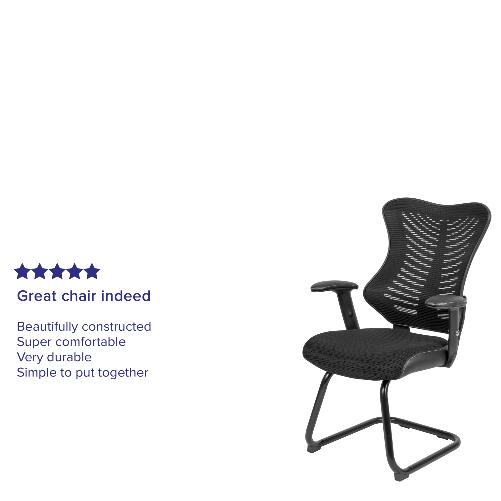 Flash Furniture, Black Mesh Sled Base Side Guest Chair with Arms