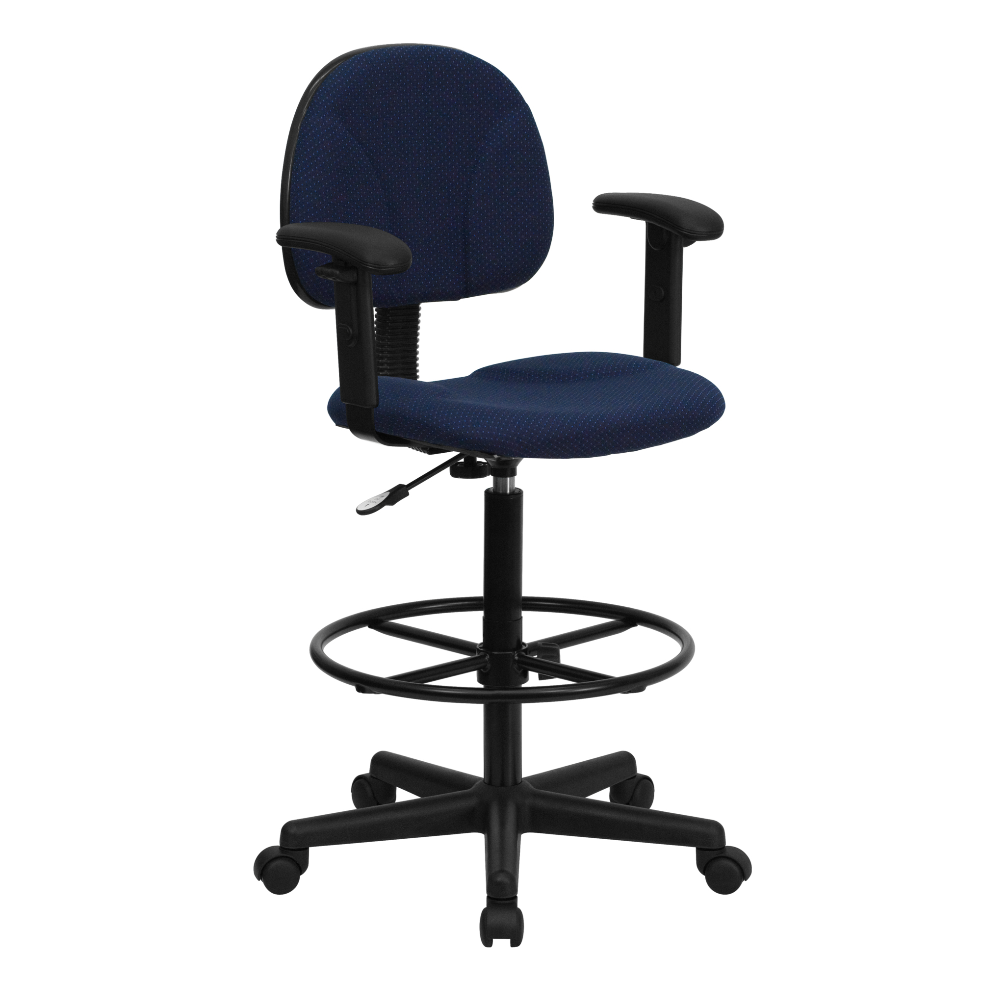 Flash Furniture, Navy Blue Fabric Drafting Chair w/ Adjustable Arms, Included (qty.) 1 Model# BT659NVYARMS