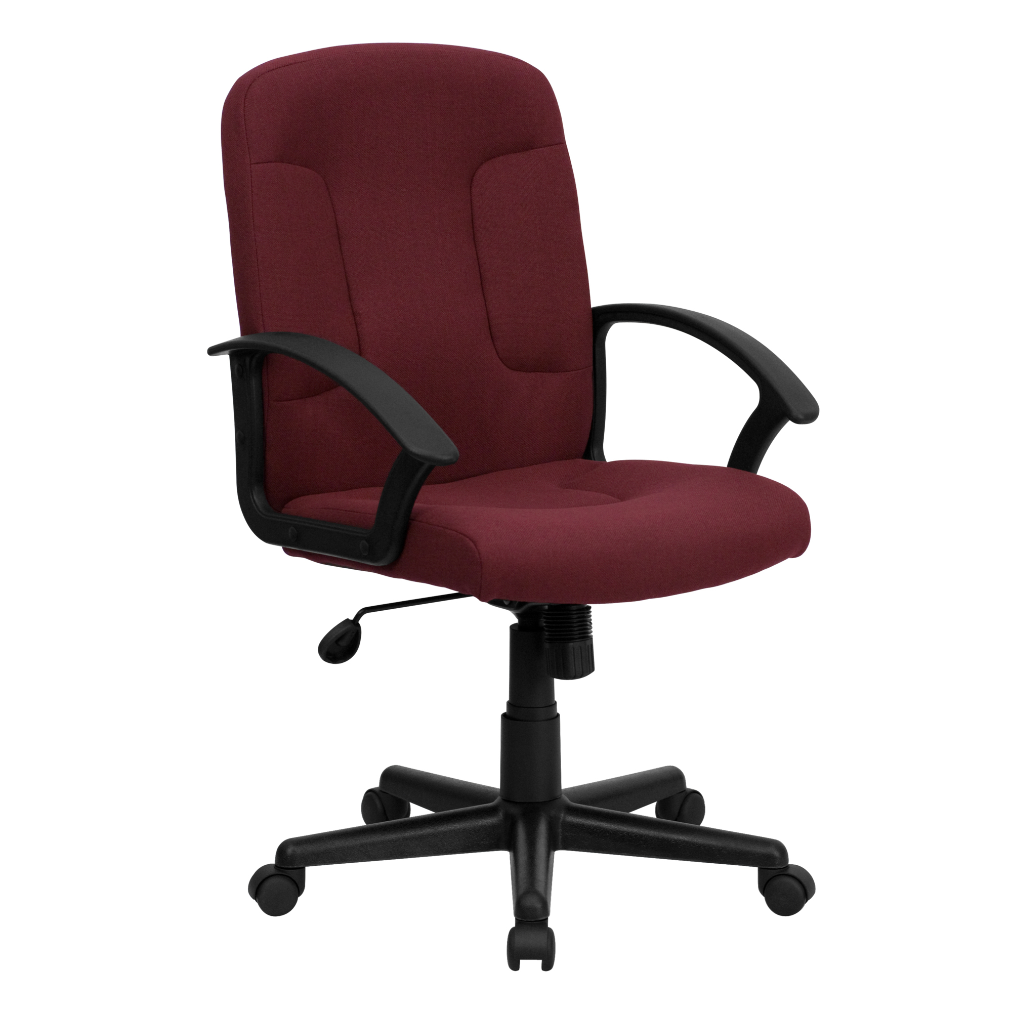 Flash Furniture, Mid-Back Burgundy Fabric Office Chair with Arms, Included (qty.) 1 Model# GOST6BYFAB