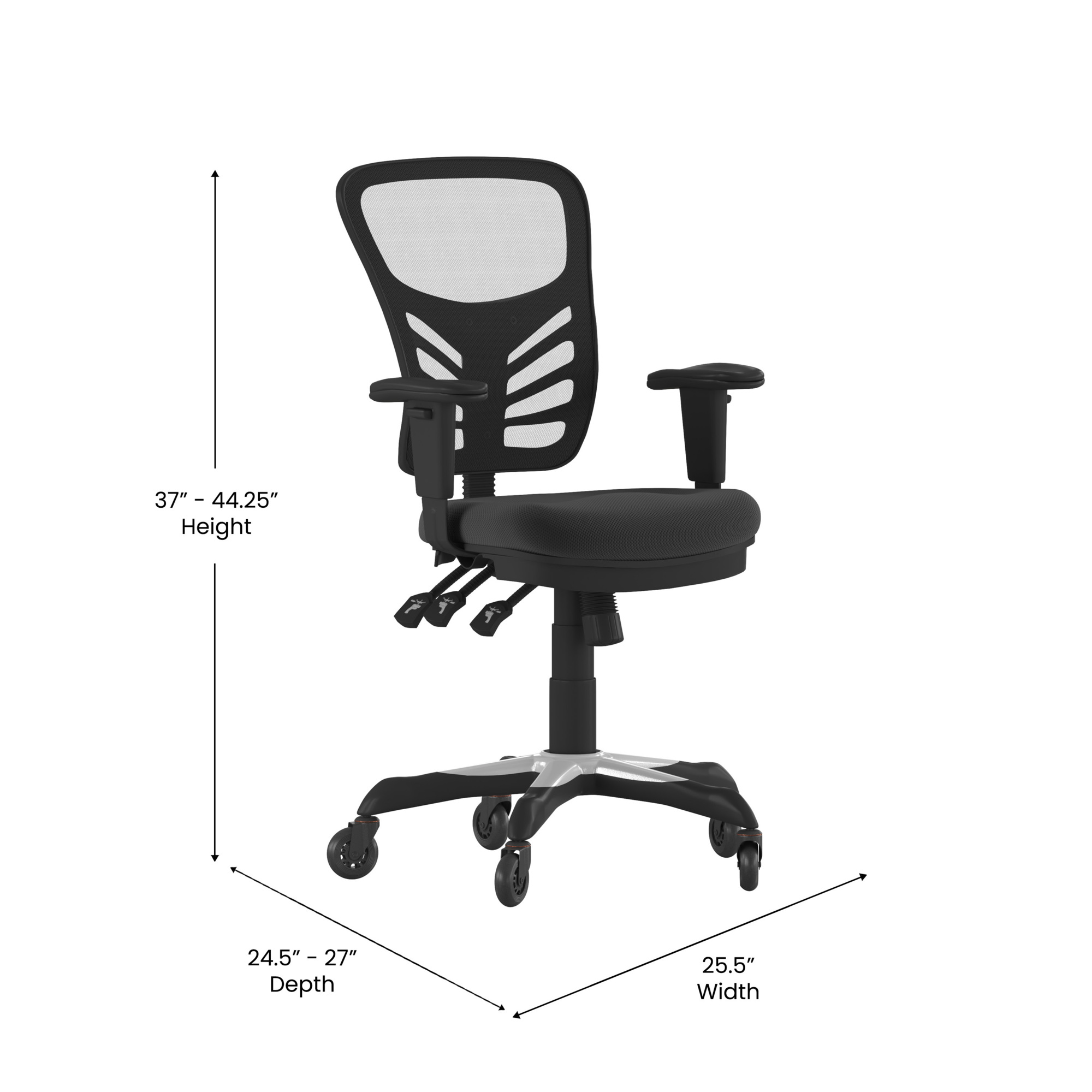 Flash Furniture, Black Mesh Multifunction Chair Roller Wheels