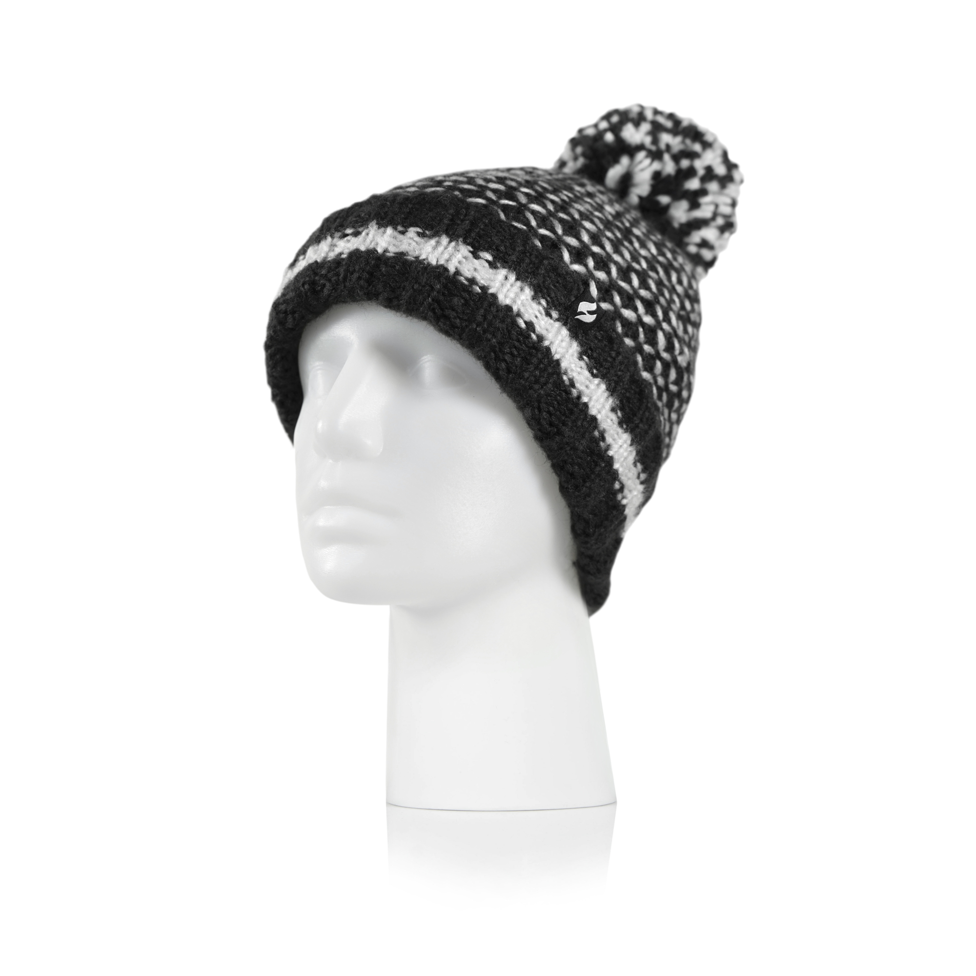 Heat Holders Women's Lyon Texture Rollup Hat Pom Black One Size